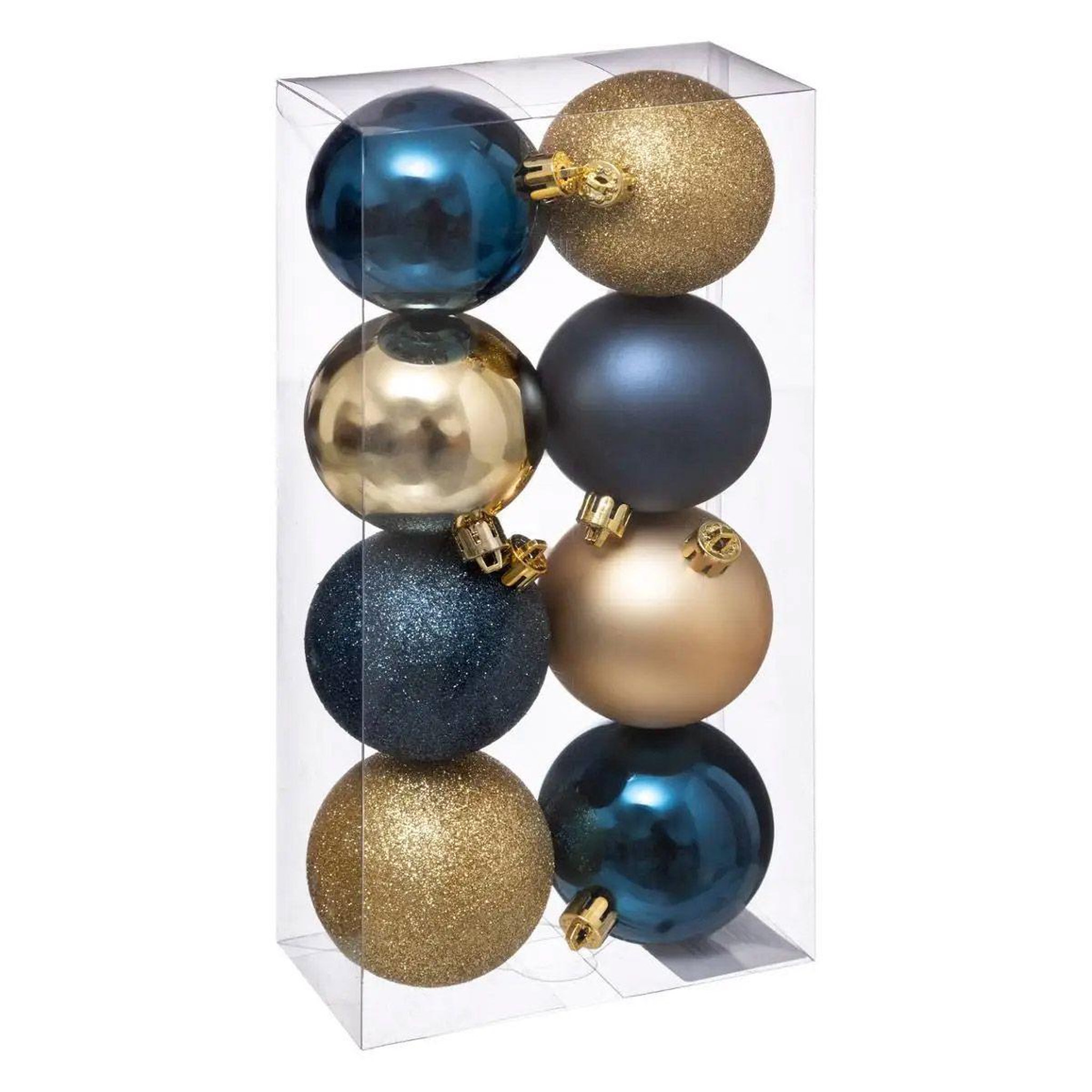 ATMOSPHERA Lot de 8 boules de noël  colorama  7cm bleu & or