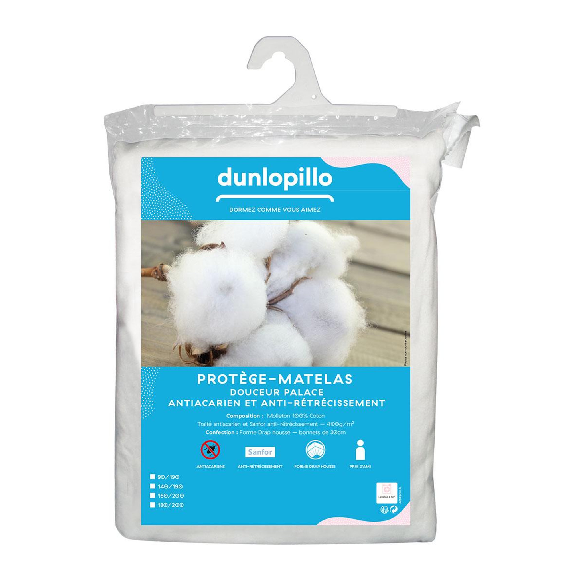 Voir la diapositive 3 : DUNLOPILLO Protège matelas douceur palace