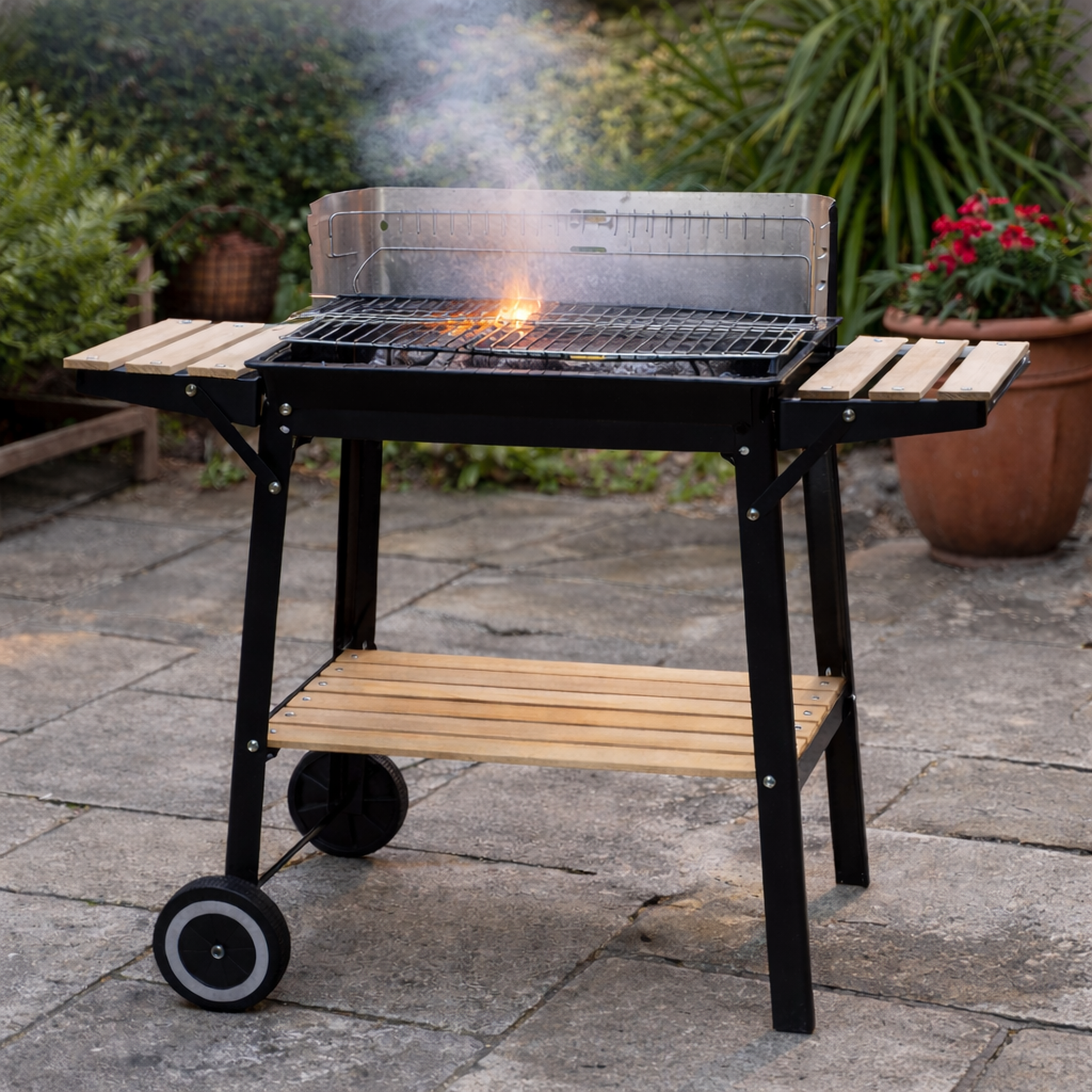 Voir la diapositive 2 : CONCEPT USINE Barbecue mobile au charbon de bois 48 x 28 cm buffalo
