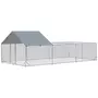 PAWHUT Enclos poulailler chenil 18 m² - parc grillagé dim 6L x 3l x 1,95H m - espace couvert - acier galvanisé
