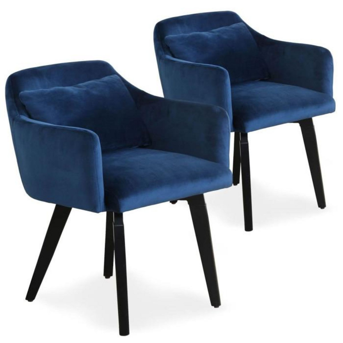 Paris Prix Lot de 2 Fauteuils Velours  Scanda  70cm Bleu