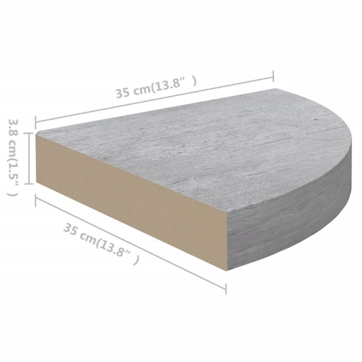 VIDAXL Etageres d'angle murales 2 pcs Gris beton 35x35x3,8 cm MDF
