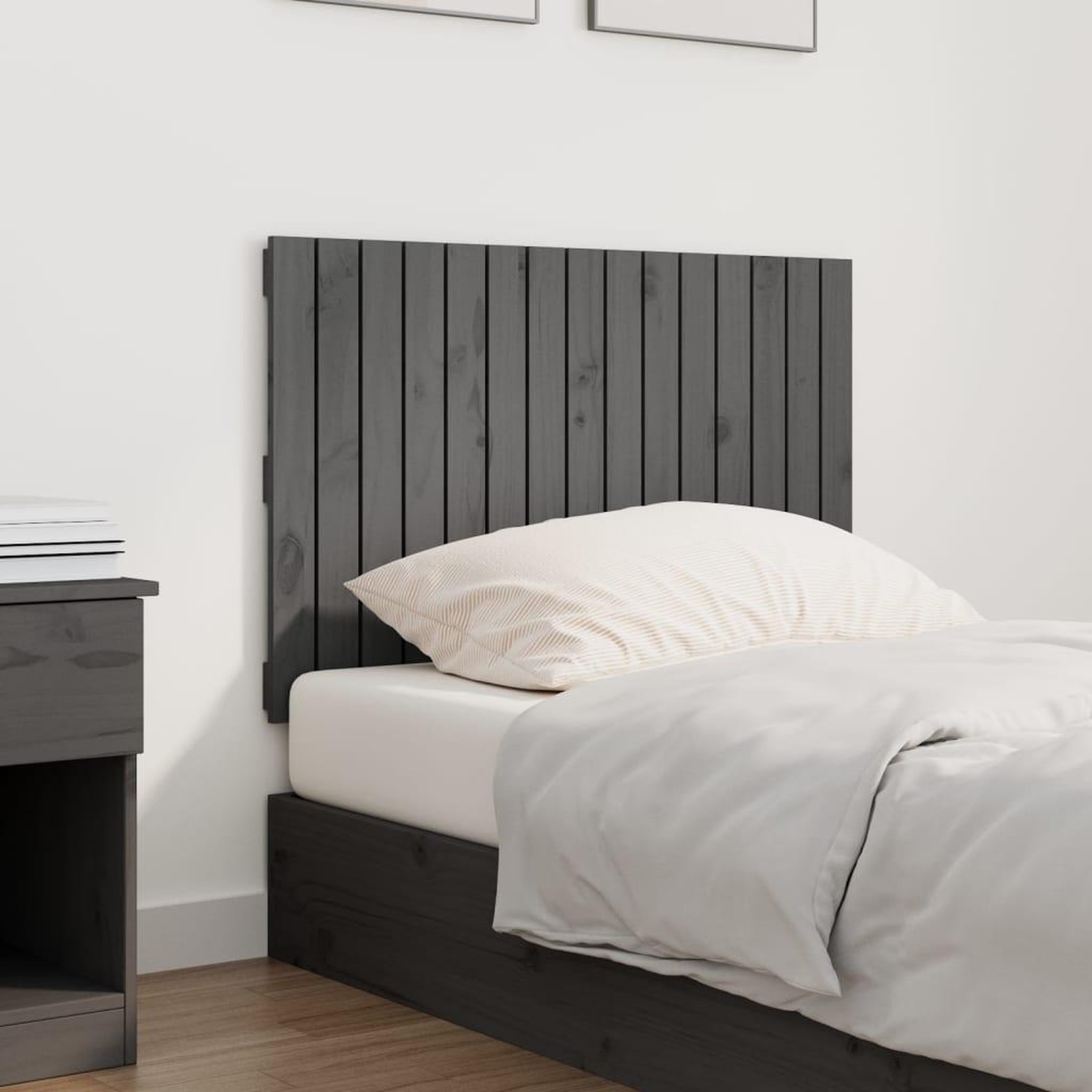 Voir la diapositive 3 : VIDAXL Tete de lit murale Gris 95,5x3x60 cm Bois massif de pin