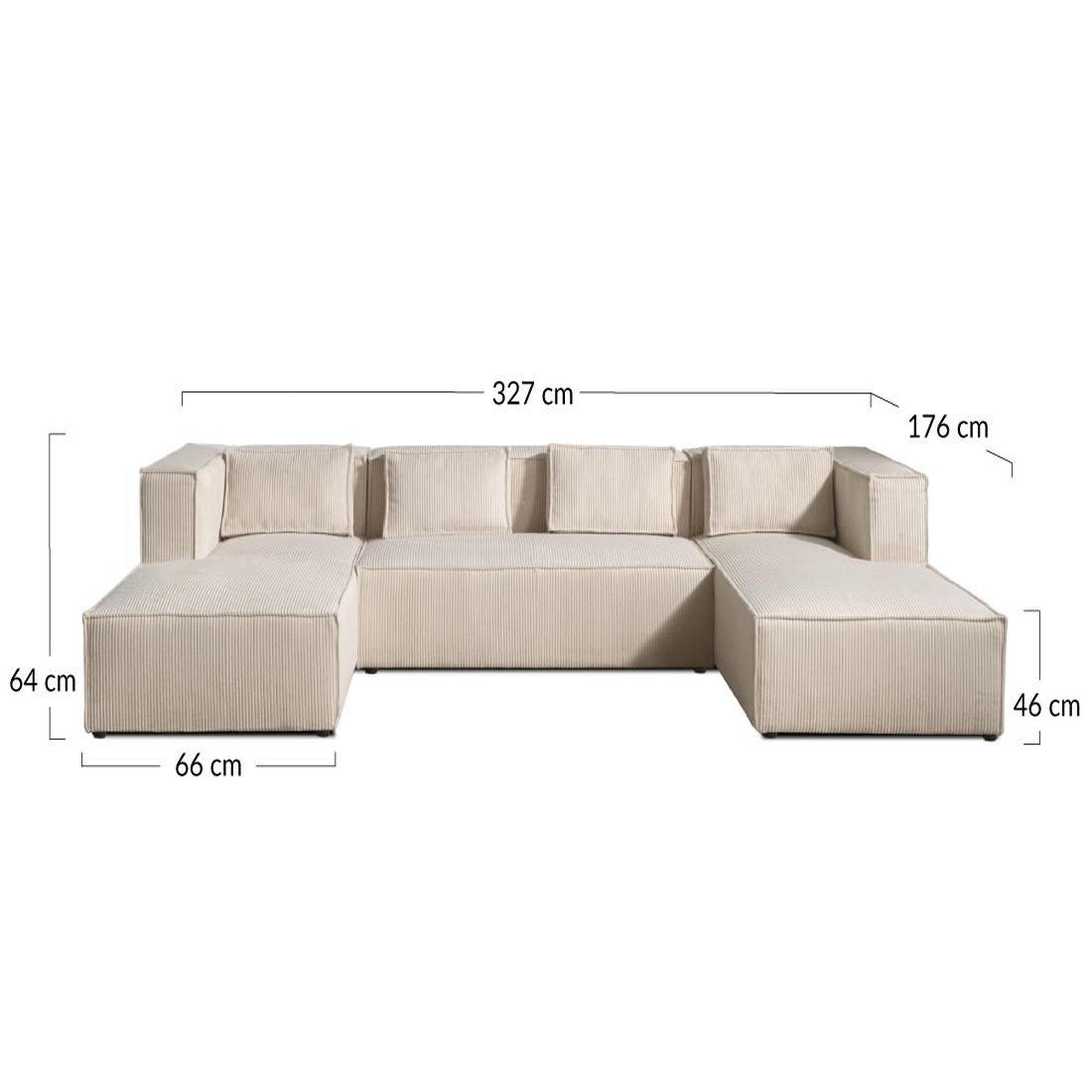 Voir la diapositive 6 : BEST MOBILIER Stella - canapé panoramique en u - 7 places - en velours côtelé