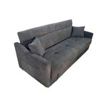 CONCEPT USINE Canapé convertible avec coffre en velours côtelé gris 3 places ADARE