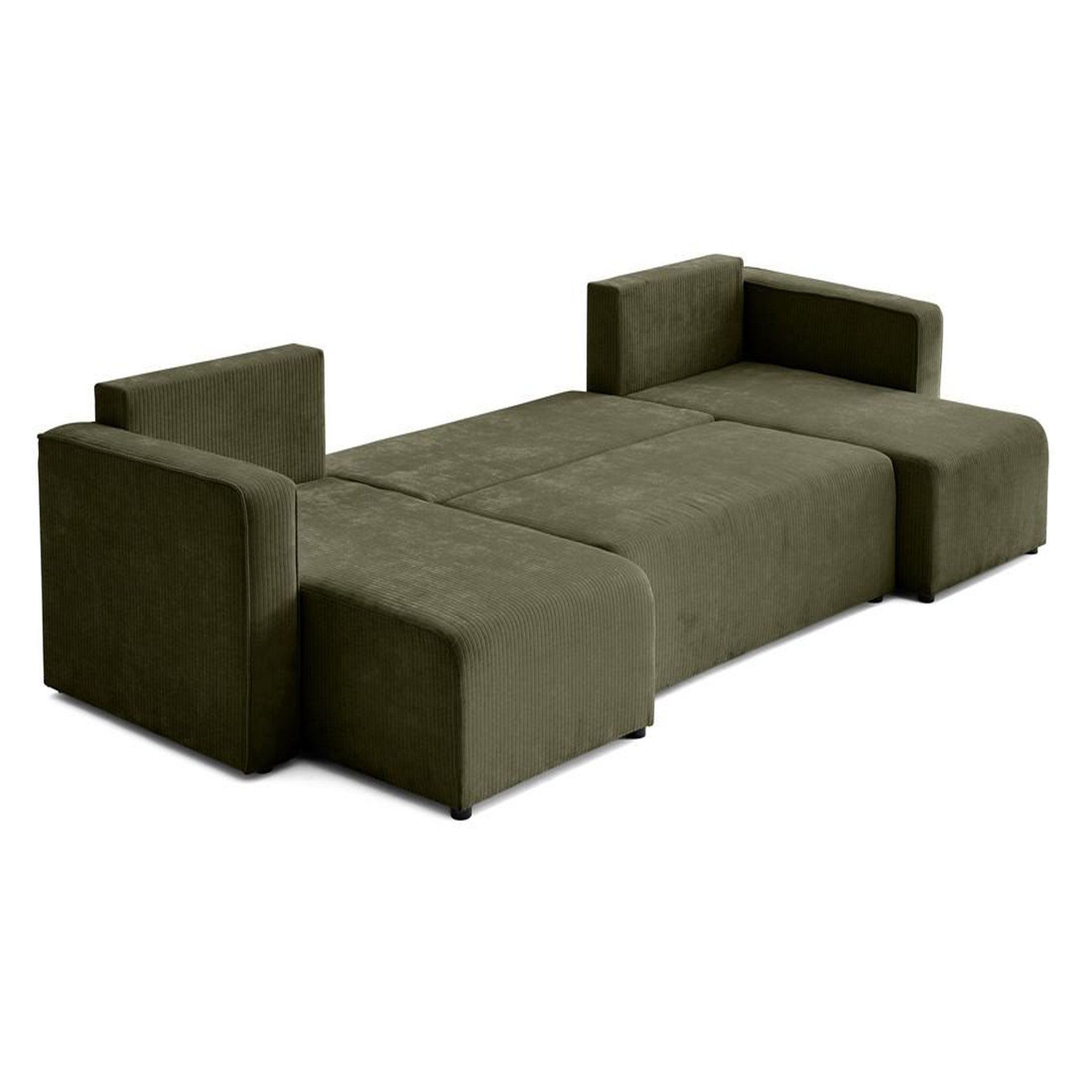 Voir la diapositive 3 : BEST MOBILIER Topaze - canapé panoramique en u - 7 places - convertible avec coffre - en velours côtelé plat