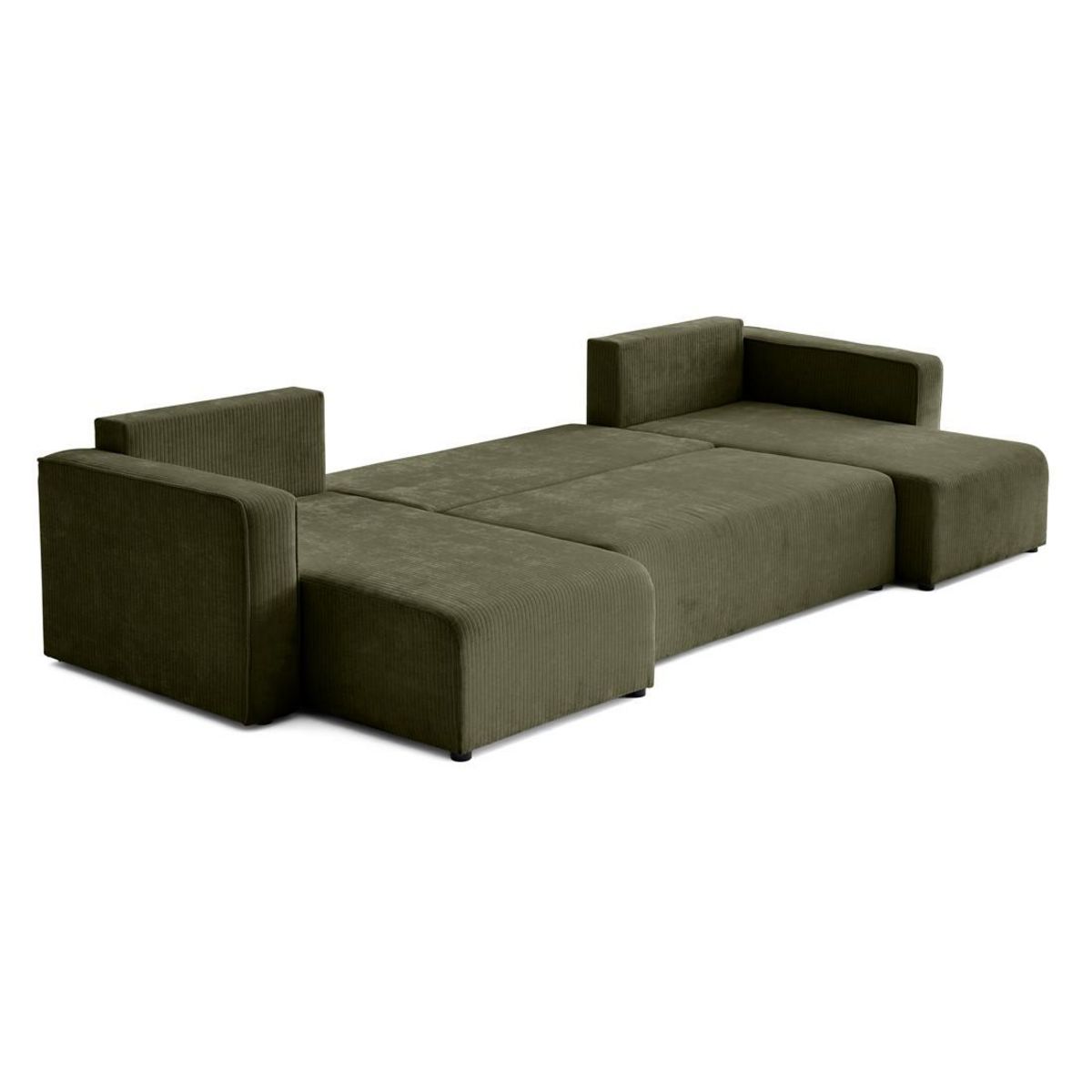 BEST MOBILIER Topaze - canapé panoramique en u - 7 places - convertible avec coffre - en velours côtelé plat