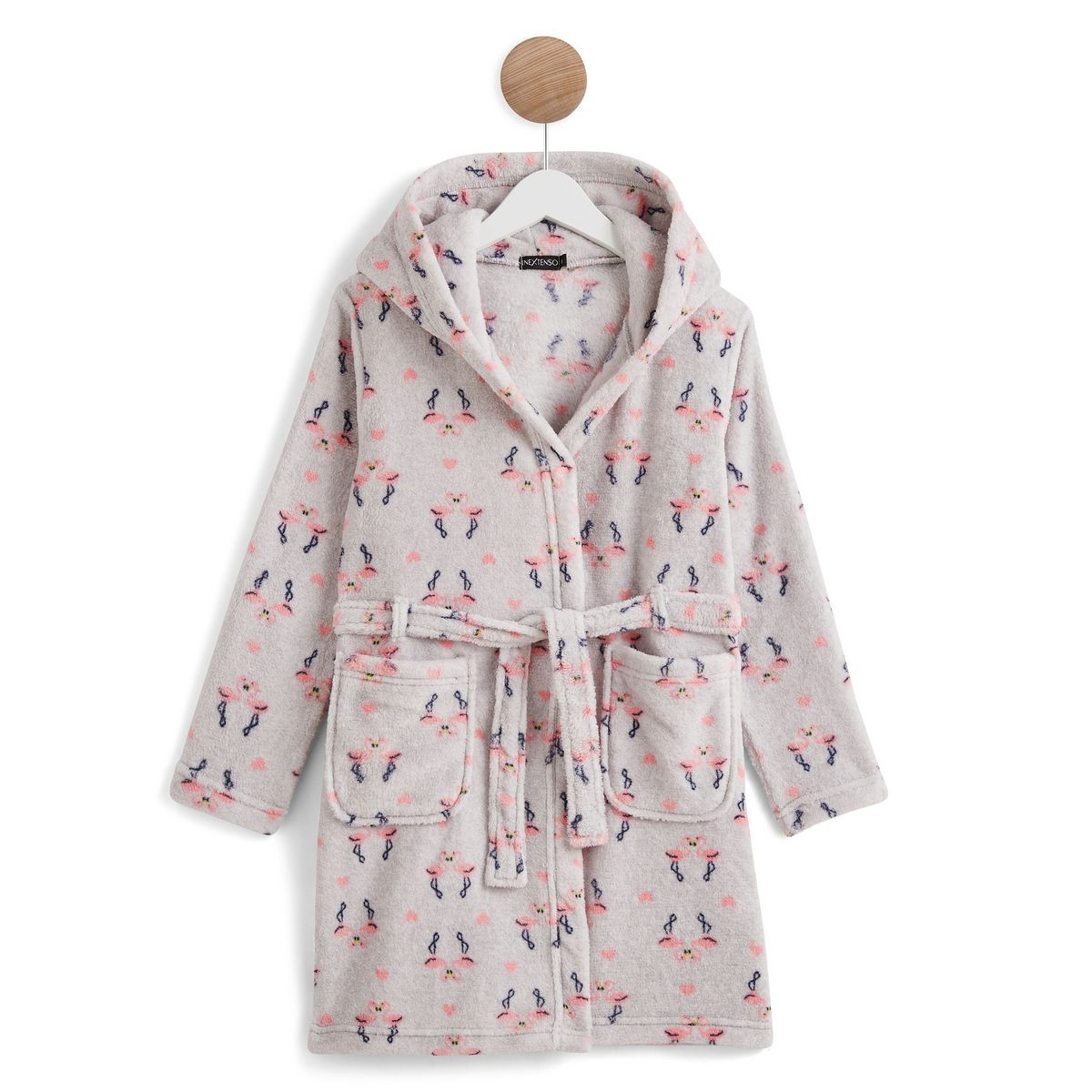 IN EXTENSO Robe de chambre peluche flamants rose fille