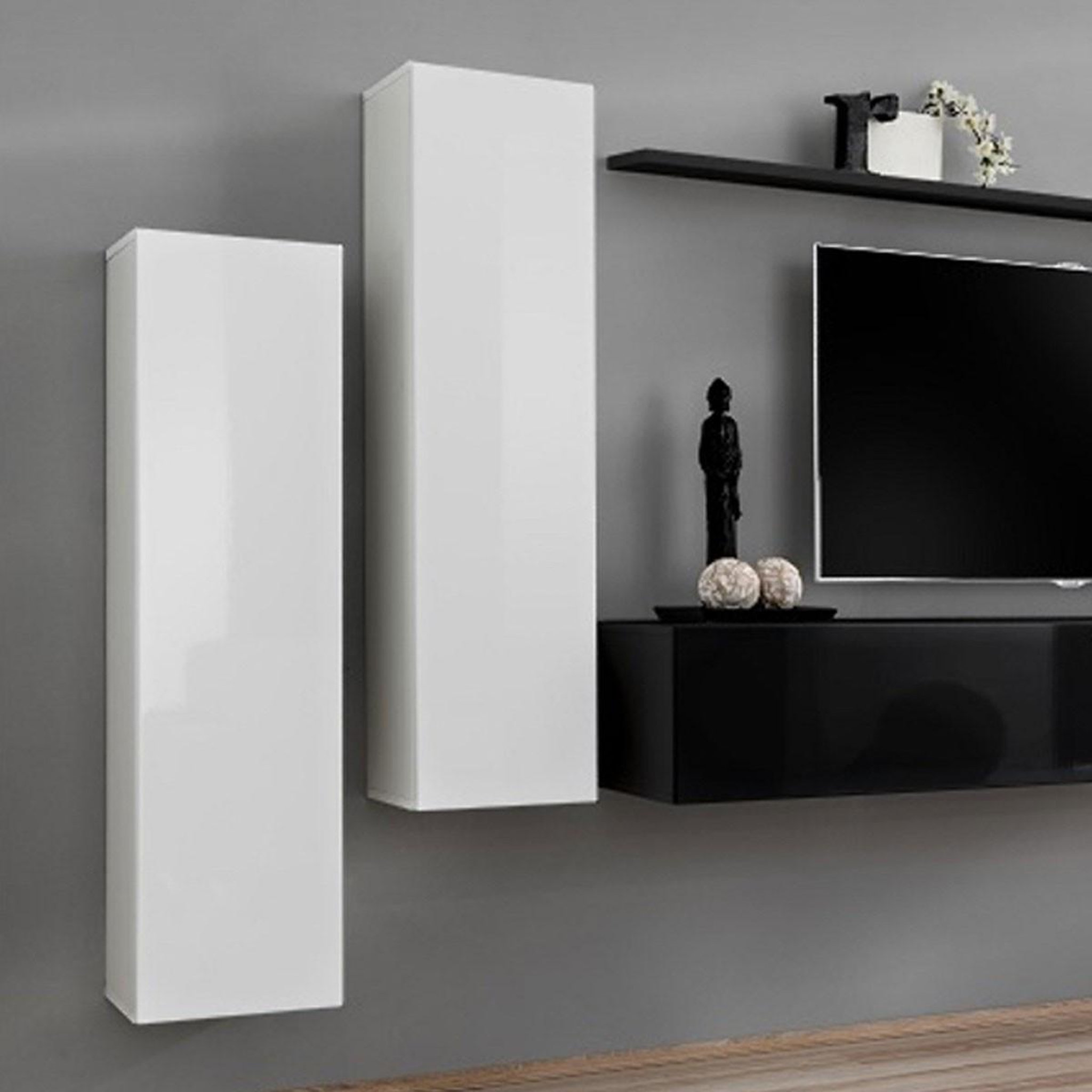Voir la diapositive 2 : Paris Prix Meuble tv mural design  switch i  330cm blanc & noir