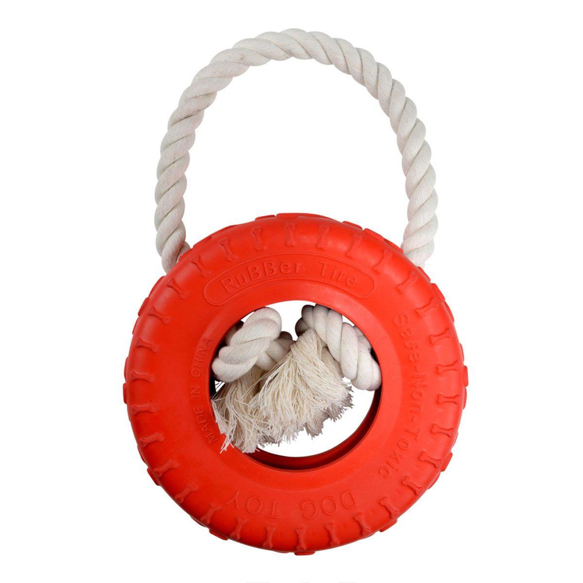 LOVE STORY Jouet pour chien  pneu & corde  30cm rouge