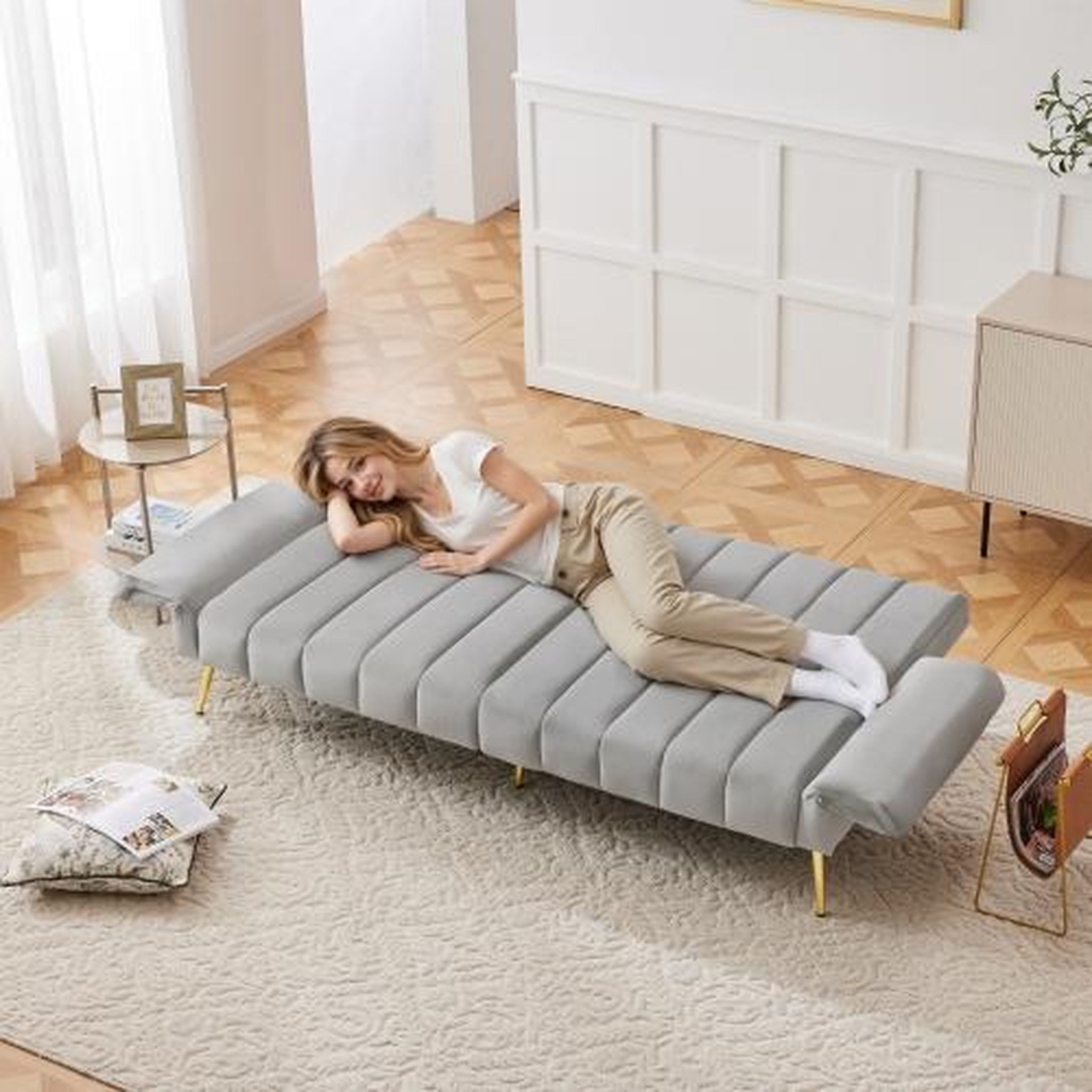 Voir la diapositive 2 : MERAX Canapé droit convertible 2 places velours