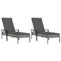 Voir la diapositive 4 : VIDAXL Chaises longues lot de 2 avec table et coussins gris poly rotin