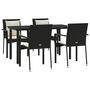Voir la diapositive 3 : VIDAXL Ensemble a manger de jardin coussins 5pcs Noir Resine tressee