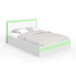 ID MARKET Lit double CHARLIE 140 x 190 cm avec sommier et LED intégrées blanc