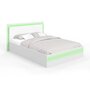 Voir la diapositive 1 : ID MARKET Lit double CHARLIE 140 x 190 cm avec sommier et LED intégrées blanc