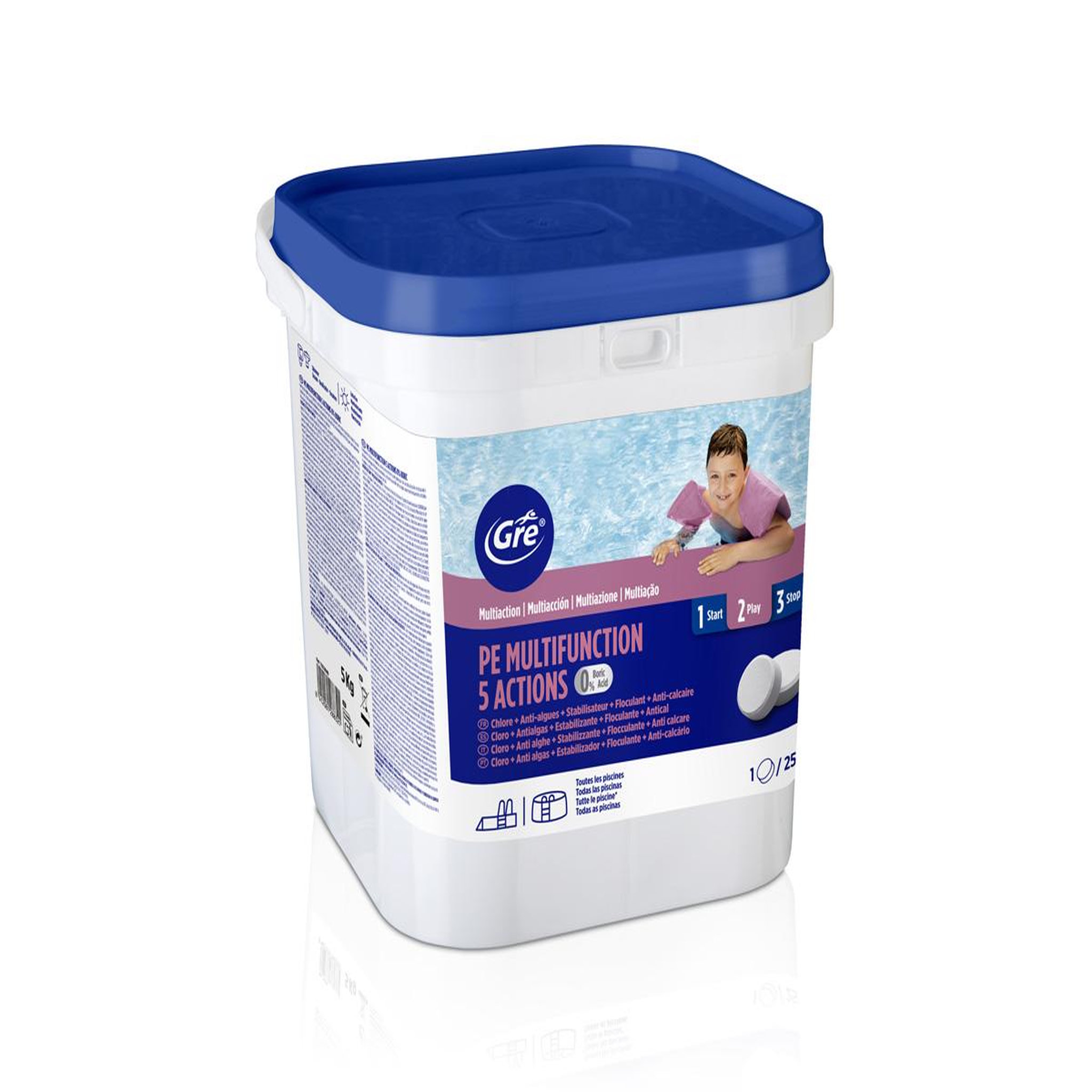 GRE Chlore 5 actions sans acide borique 5 kg - Gré