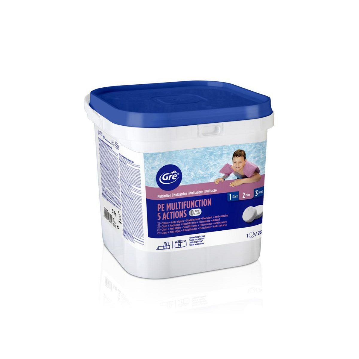 GRE Chlore 5 actions sans acide borique 5 kg - Gré