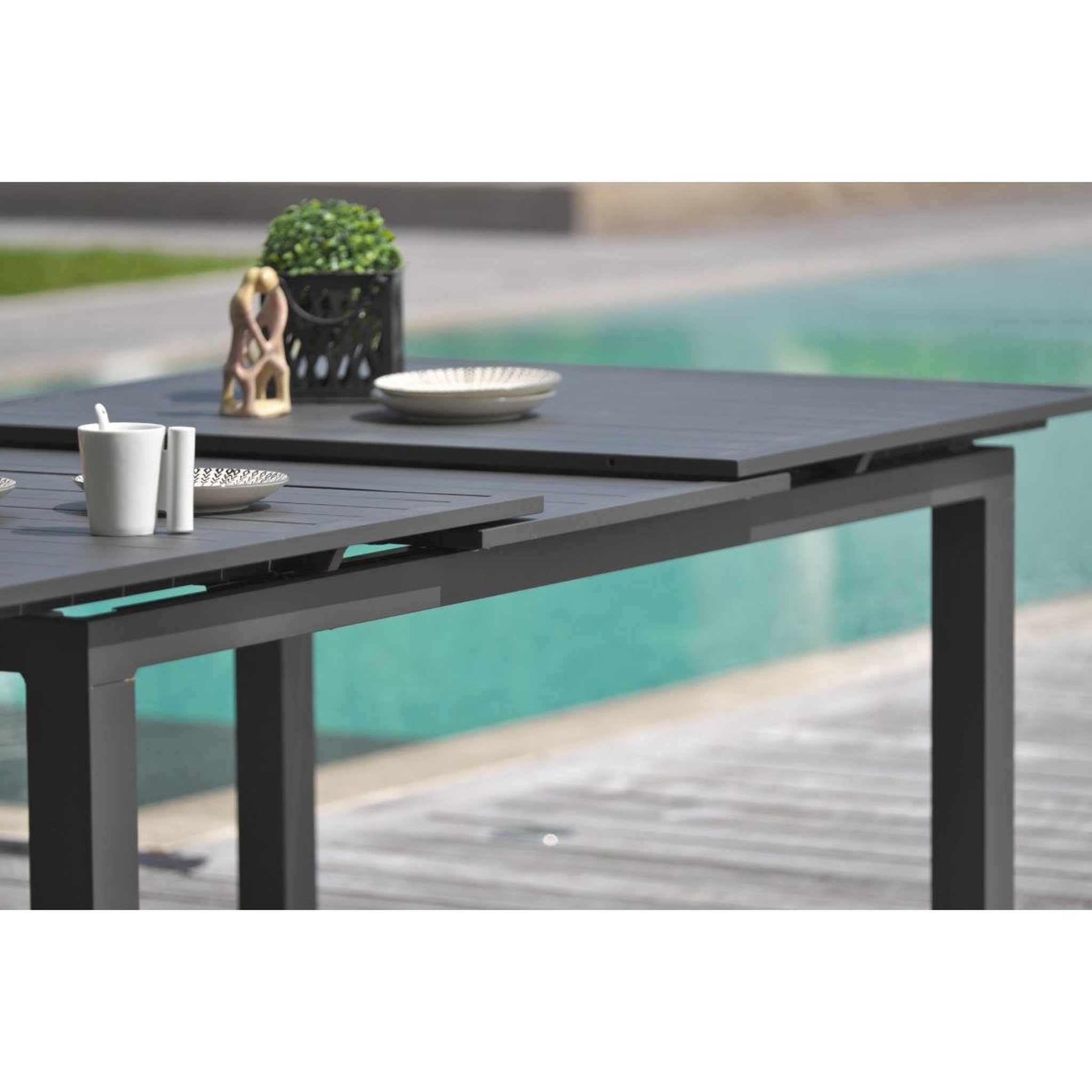Voir la diapositive 4 : DCB GARDEN Ensemble Table de Jardin Extensible & 12 Fauteuils  Miami  240-300cm Gris Anthracite