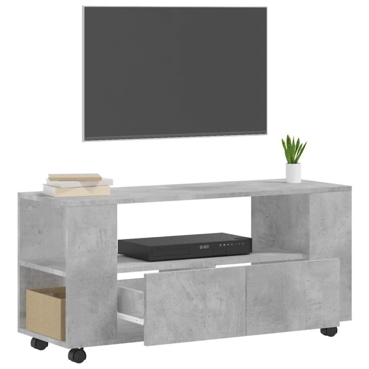 VIDAXL Meuble TV gris beton 102x34,5x43 cm bois d'ingenierie