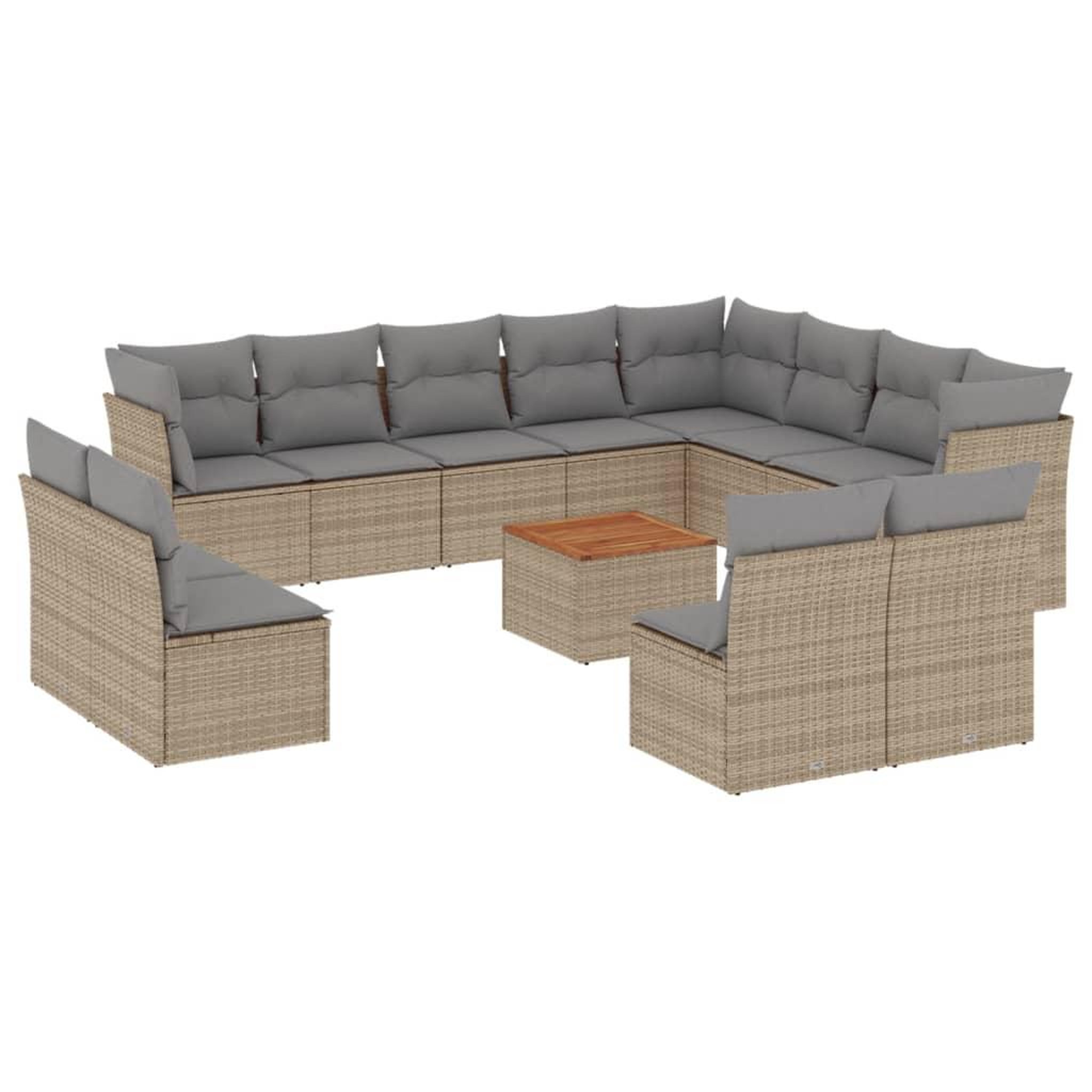 Voir la diapositive 2 : VIDAXL Salon de jardin avec coussins 13 pcs beige resine tressee