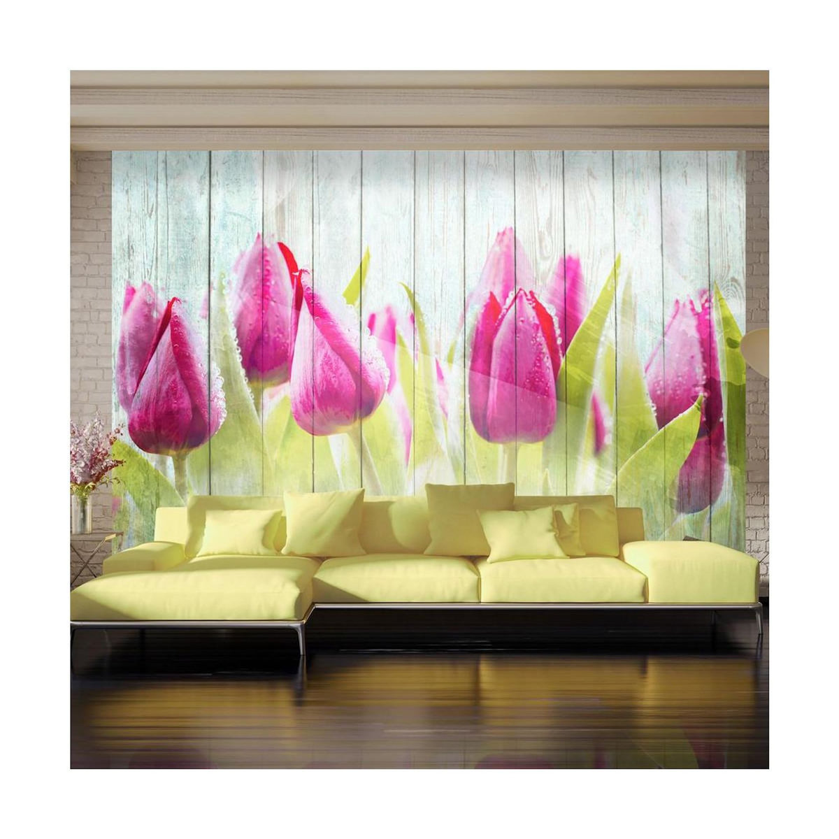 Paris Prix Papier Peint  Tulips on White Wood