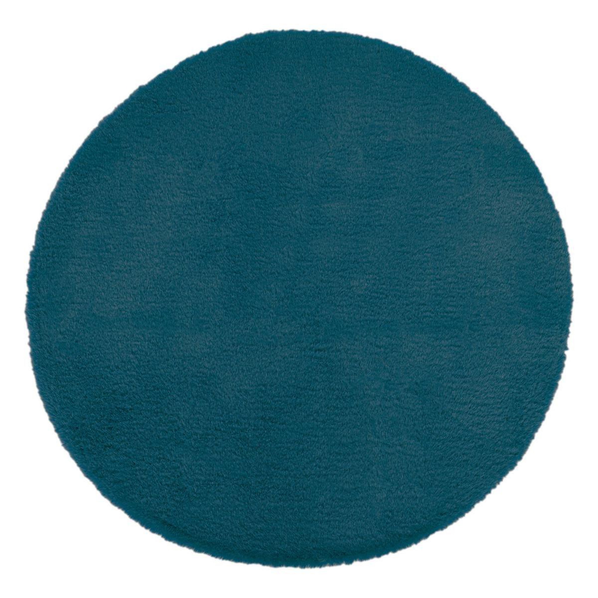 Voir la diapositive 1 : ATMOSPHERA Tapis rond imitation fourrure  doucea  80cm bleu canard