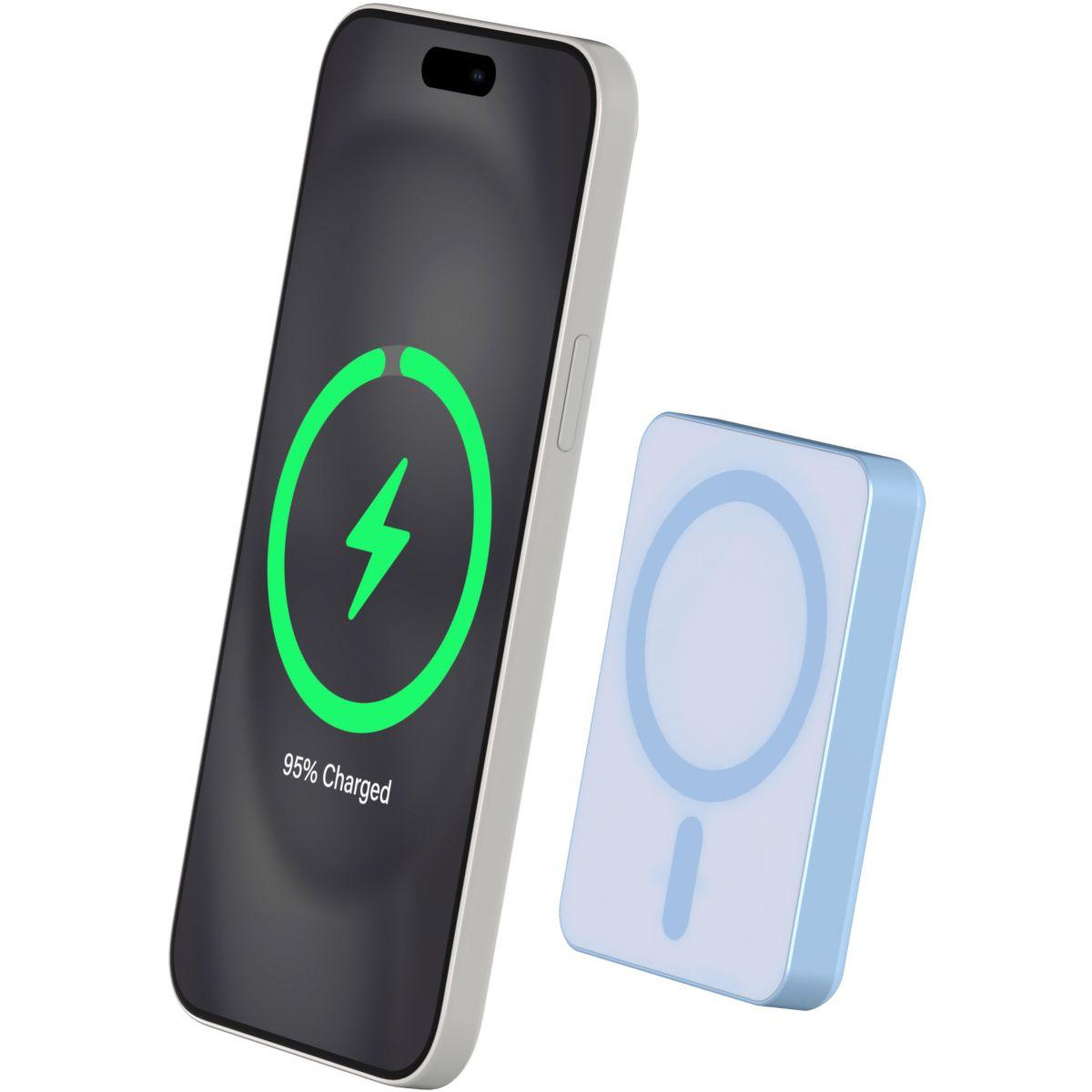 Voir la diapositive 4 : FORCE POWER Batterie externe 5000 mah usb c 15w mini magnet bleu