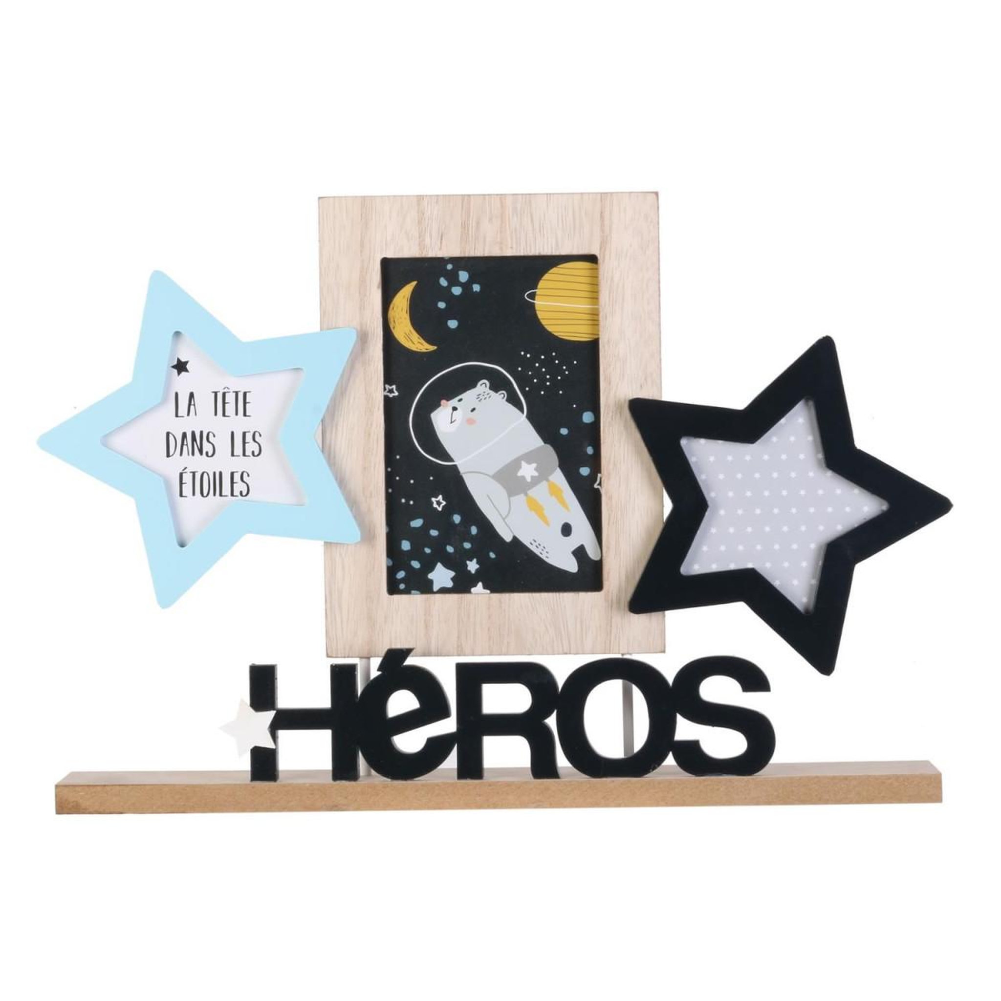 HOME DECO KIDS Pêle-mêle 3 photos  héros garçon  36cm bleu