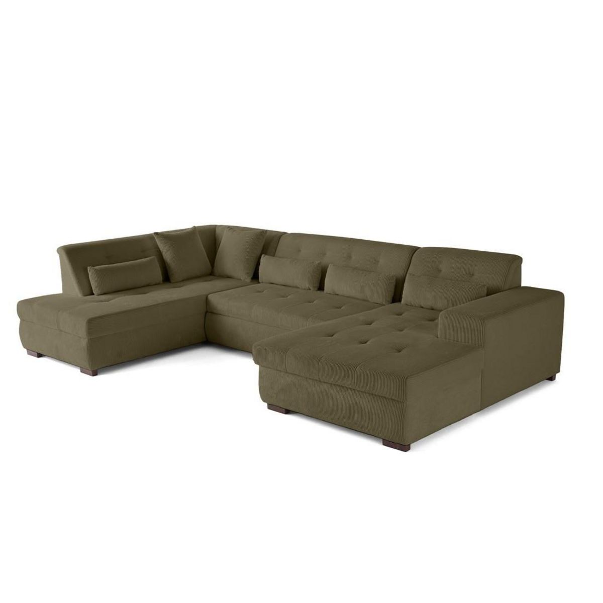 LISA DESIGN Vermont - canapé panoramique d'angle gauche - 7 places - convertible avec coffre - en velours côtelé