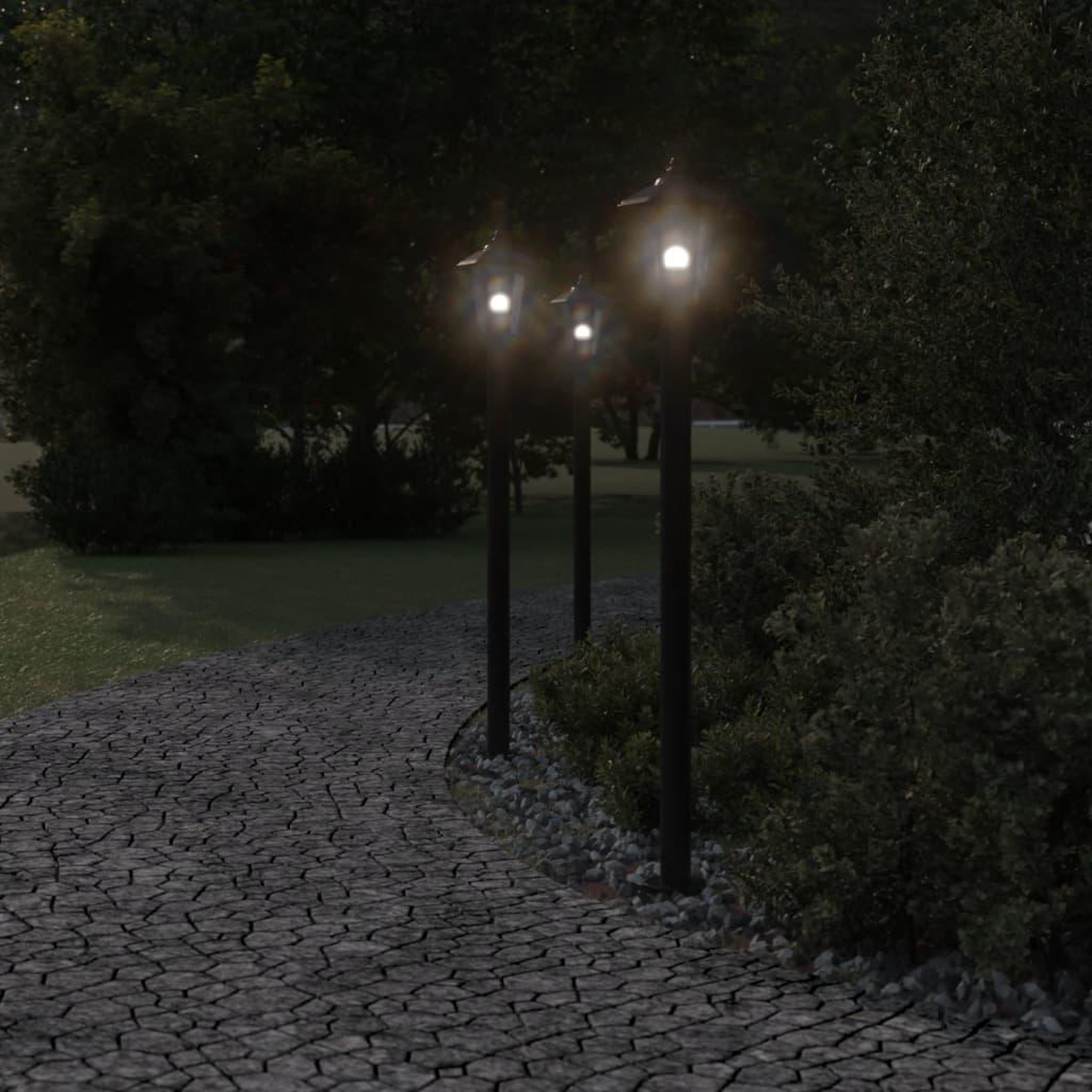 Voir la diapositive 3 : VIDAXL Lampadaires d'exterieur 3 pcs noir 120 cm acier inoxydable