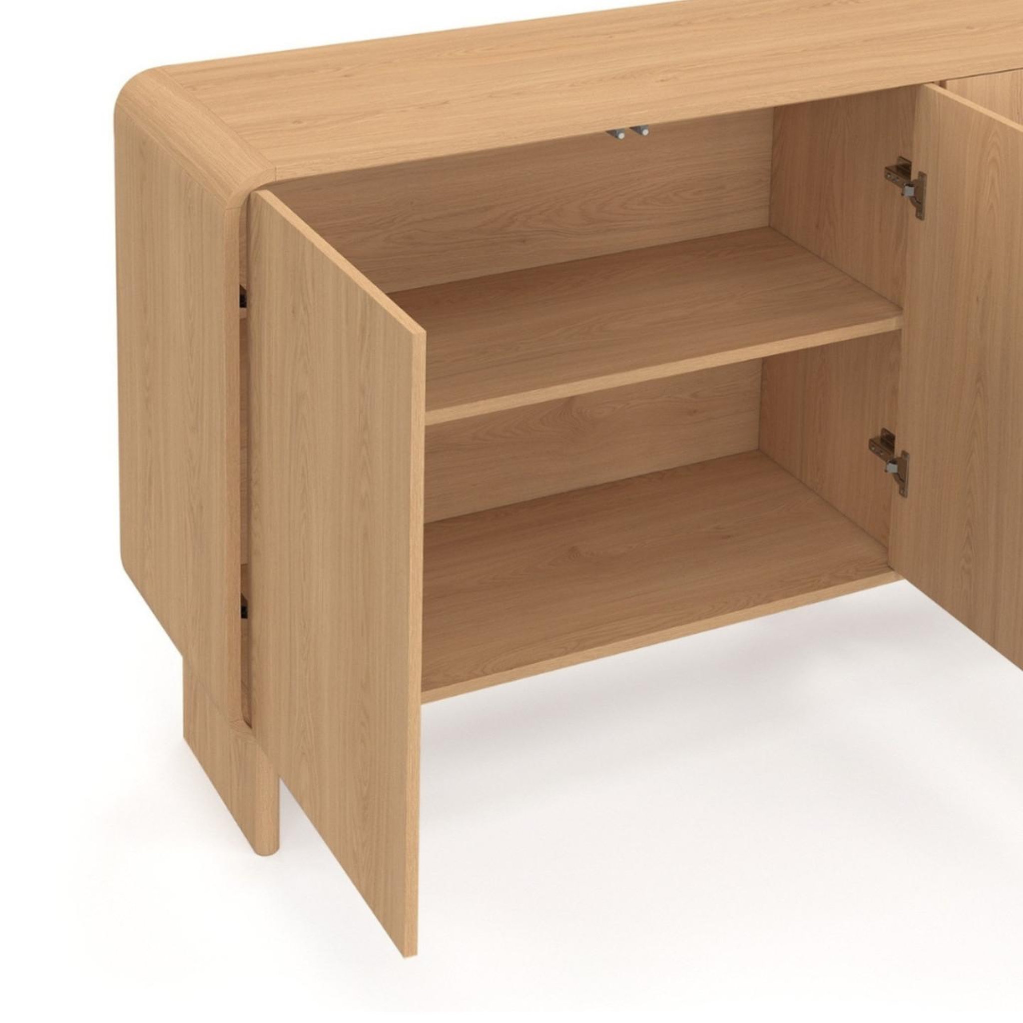 Voir la diapositive 6 : ID MARKET Buffet 160 cm capucine xxl 4 portes façon hêtre design arrondi