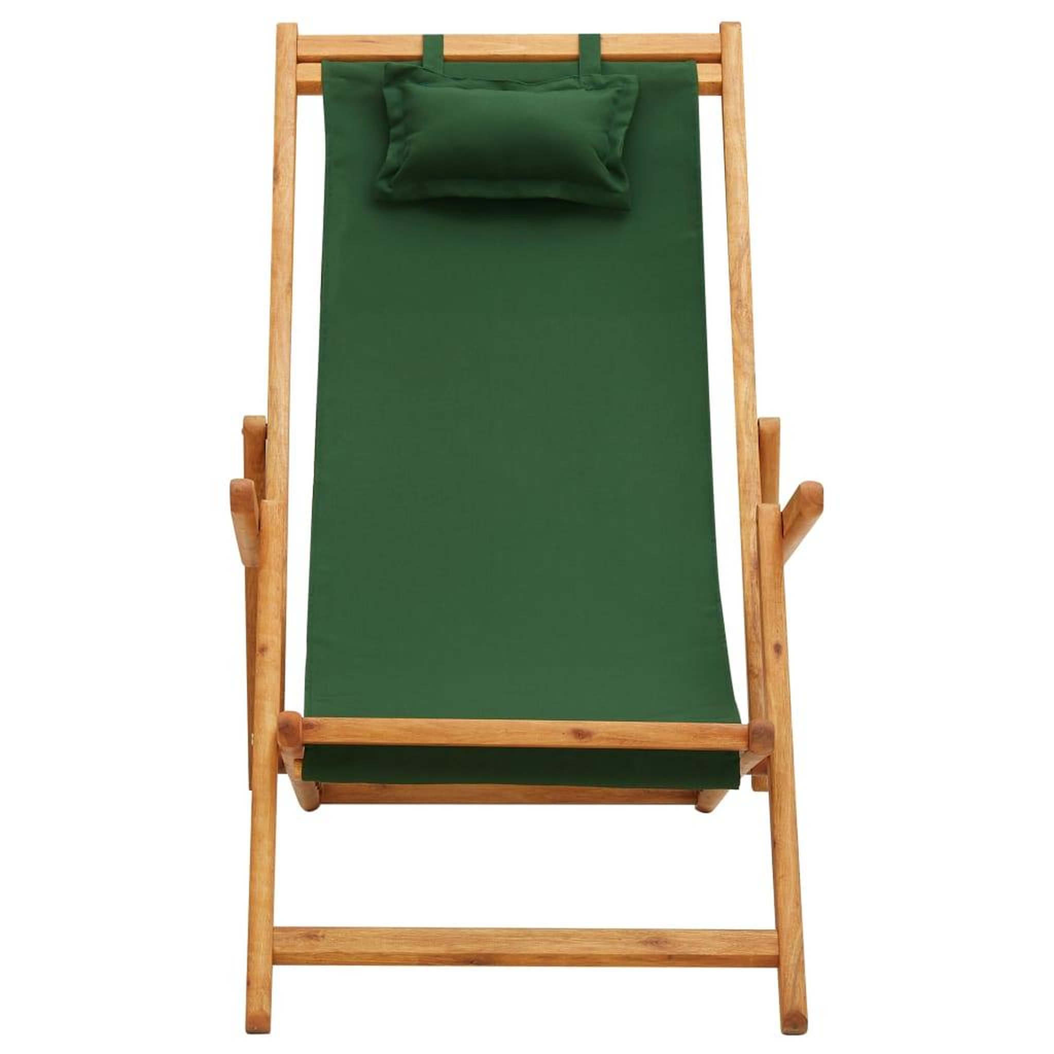 Voir la diapositive 2 : VIDAXL Chaise pliable de plage bois d'eucalyptus solide et tissu vert