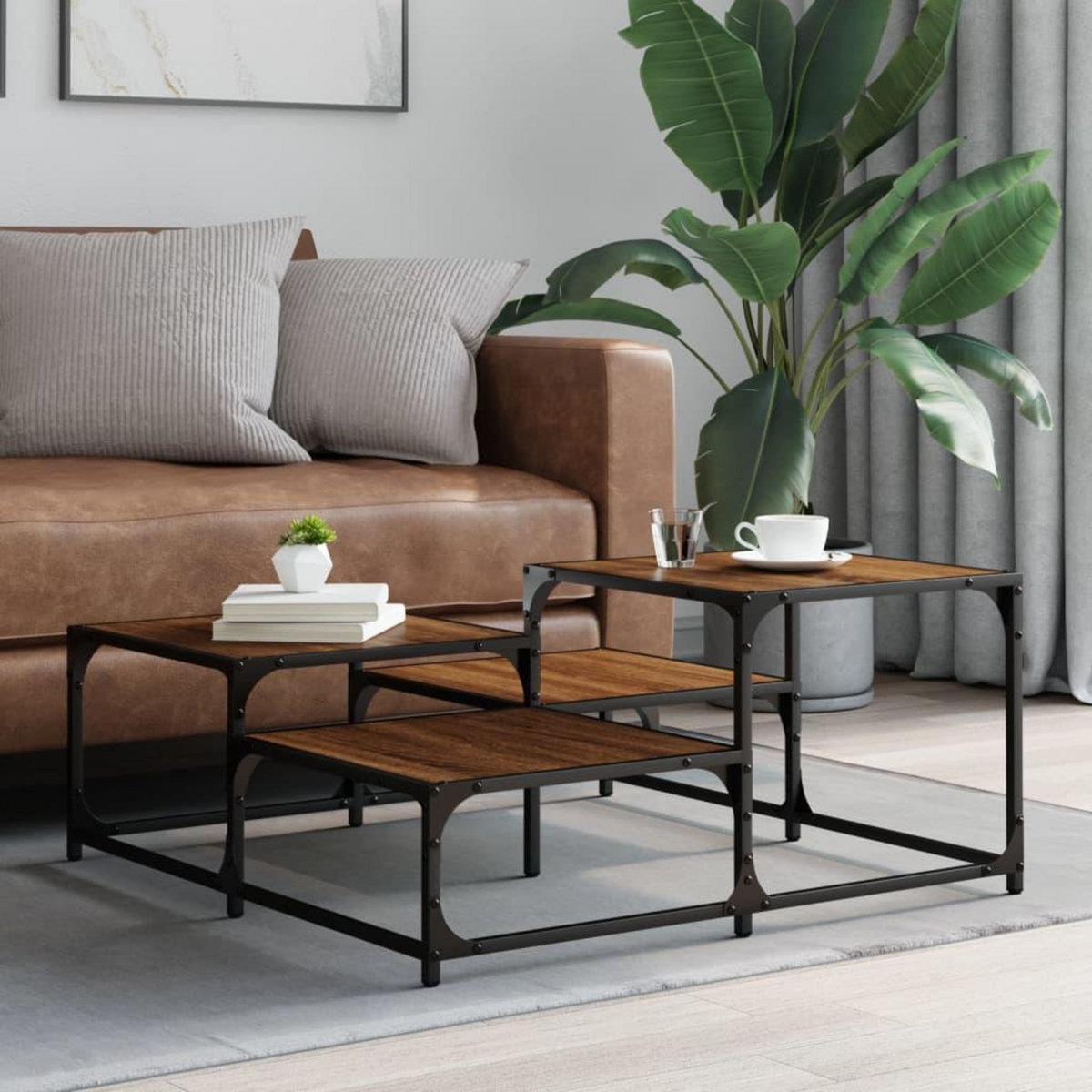 VIDAXL Table basse chene marron 87,5x87,5x40 cm bois d'ingenierie