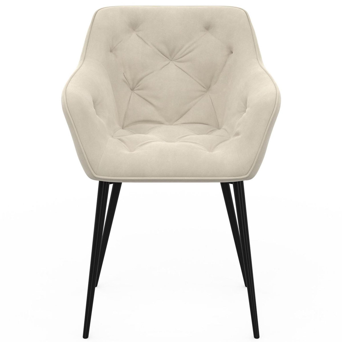 ID MARKET Lot de 2 chaises de salle à manger, fauteuils de table capitonnés LYA velours beige