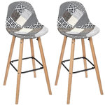 TOILINUX Lot de 2 Tabourets de bar Patchwork. Coloris disponibles : Bleu, Blanc