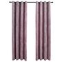 Voir la diapositive 2 : VIDAXL Rideaux occultants avec anneaux 2 pcs Velours Rose 140x225 cm