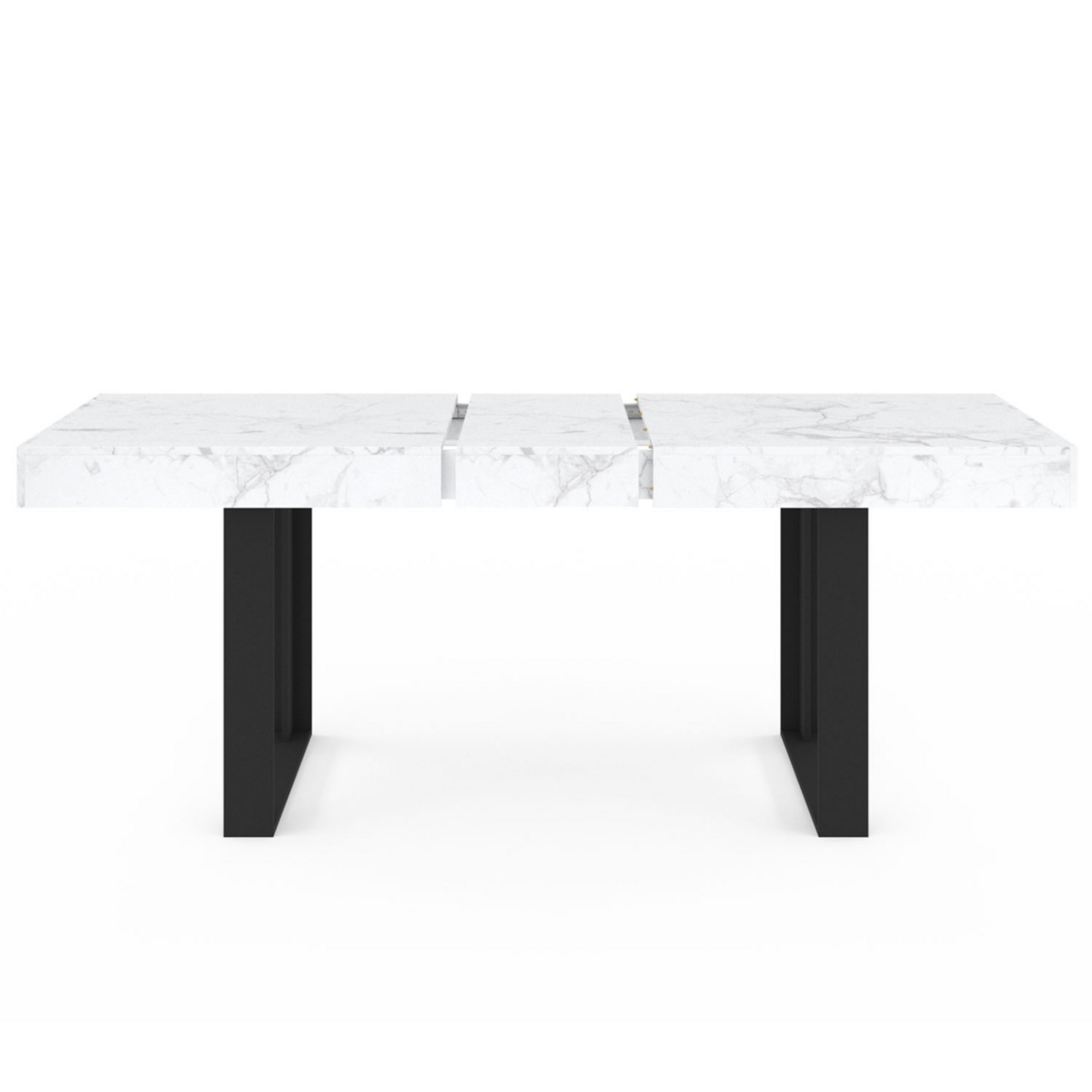 ID MARKET Table à manger extensible rectangle PHOENIX 4-8 personnes plateau effet marbre blanc ALASKA 160-200 cm