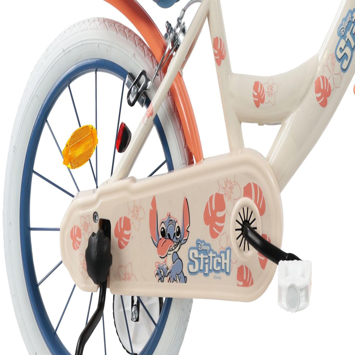 DISNEY Vélo enfant 16'' STITCH / DISNEY (Taille de l'enfant 100 cm à 125 cm) équipé de 2 freins, panier, porte poupée et stabilisateurs