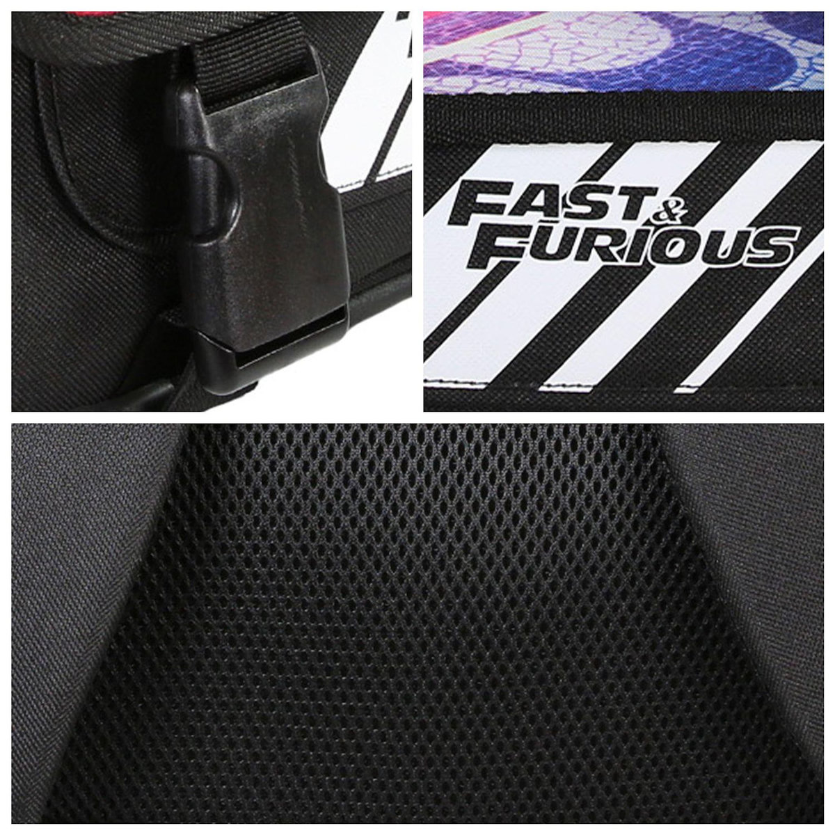 Bagtrotter Bagtrotter - Fast And Furious - Cartable 38cm  -  Noir - 2 Compartiments  - 1 Poche Sous Rabat - 1 Poche Bouteille -  Bretelles Matelassés - Fond Renforcé - Dos Matelassé -  38x13x34cm - Matière Polyester - Cartable Scolaire Primaire