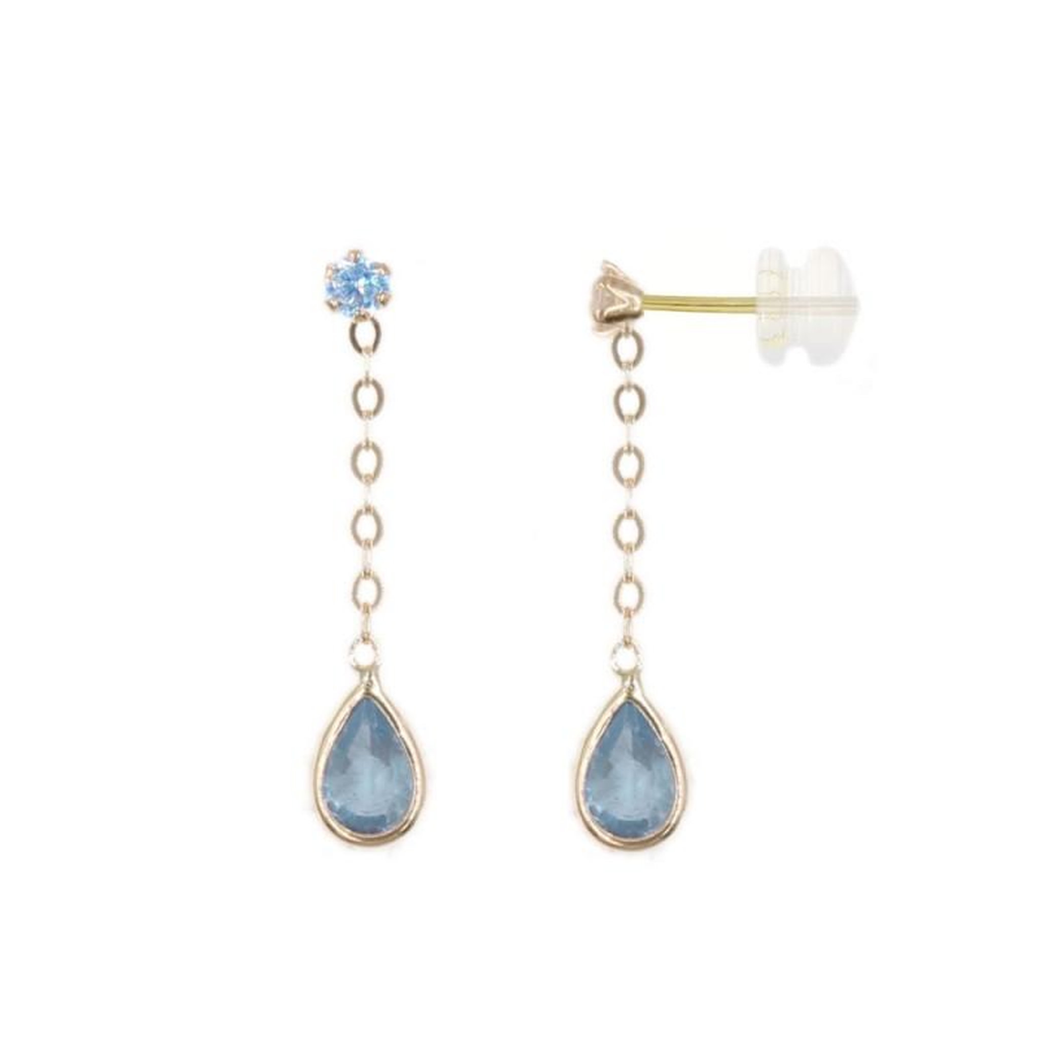 Voir la diapositive 1 : L'ATELIER D'AZUR Boucles d'Oreilles Topaze Bleue Or Jaune  - Pendantes - Femme ou Enfant