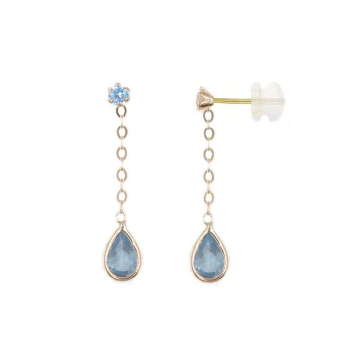 L'ATELIER D'AZUR Boucles d'Oreilles Topaze Bleue Or Jaune  - Pendantes - Femme ou Enfant