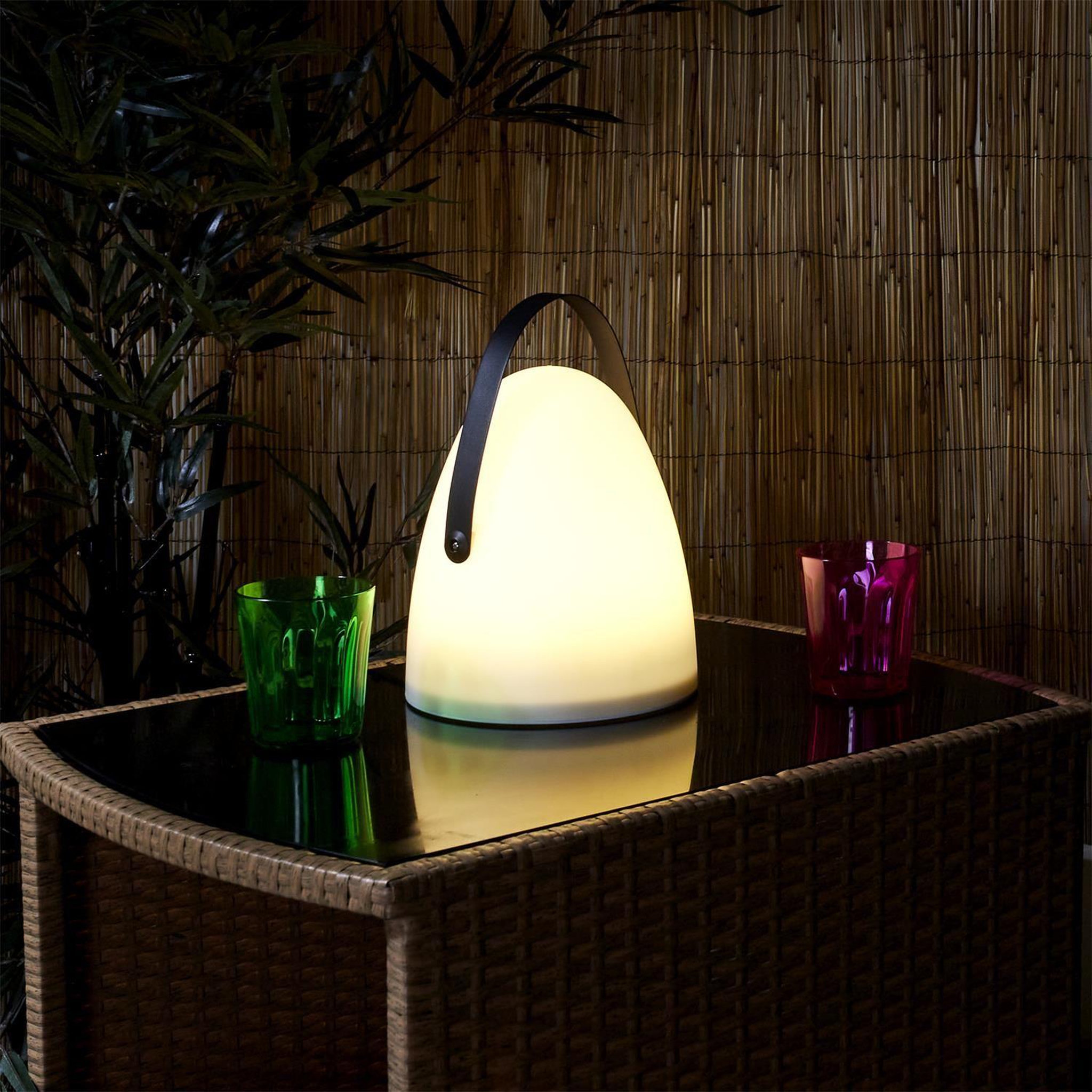 Voir la diapositive 2 : TOILINUX Lampe d'extérieur à poser avec poignée - hauteur 30 cm - blanc et noir