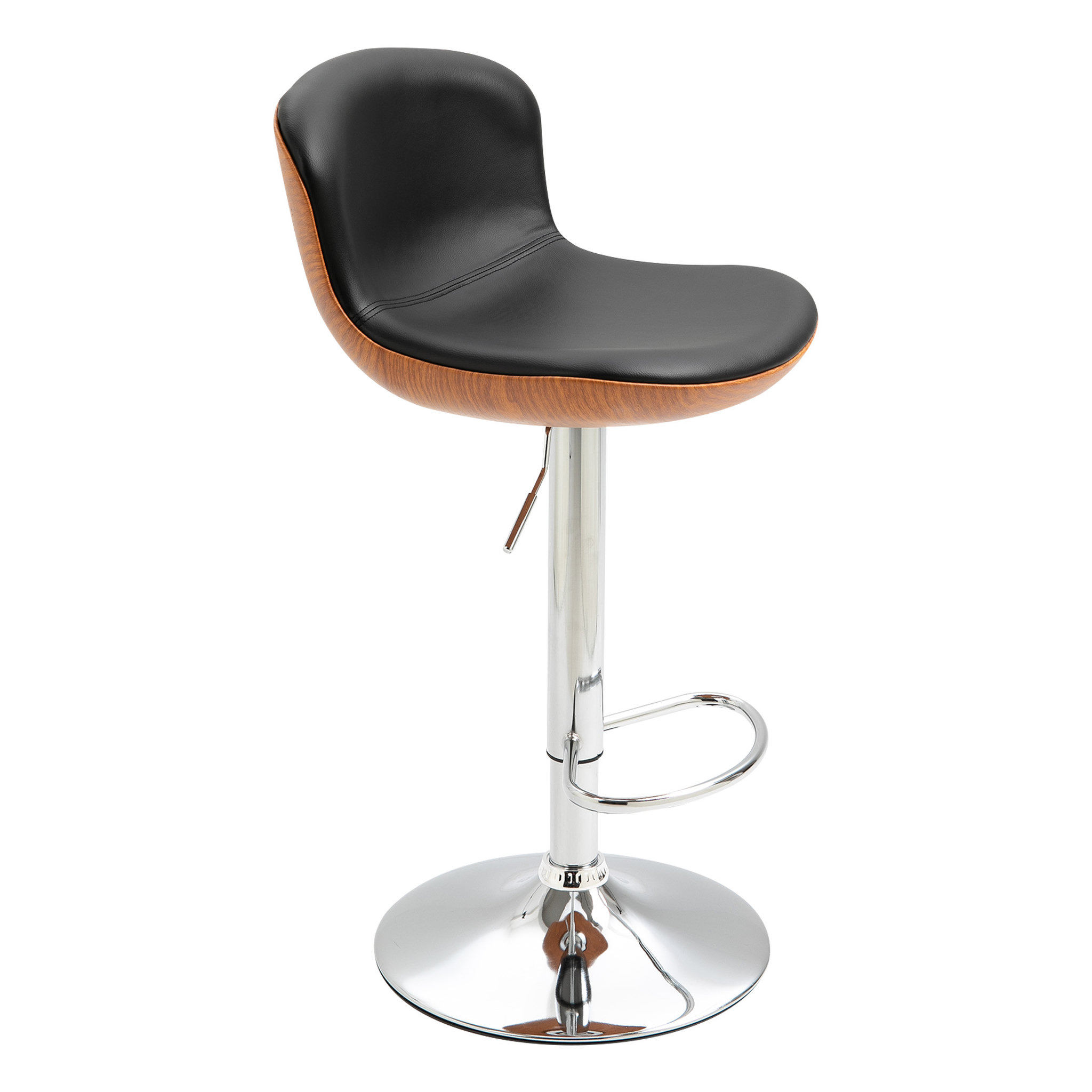 Voir la diapositive 4 : HOMCOM Lot de 2 tabourets de bar design contemporain hauteur d'assise réglable 64-85 cm pivotant 360° revêtement synthétique noir imitation bois