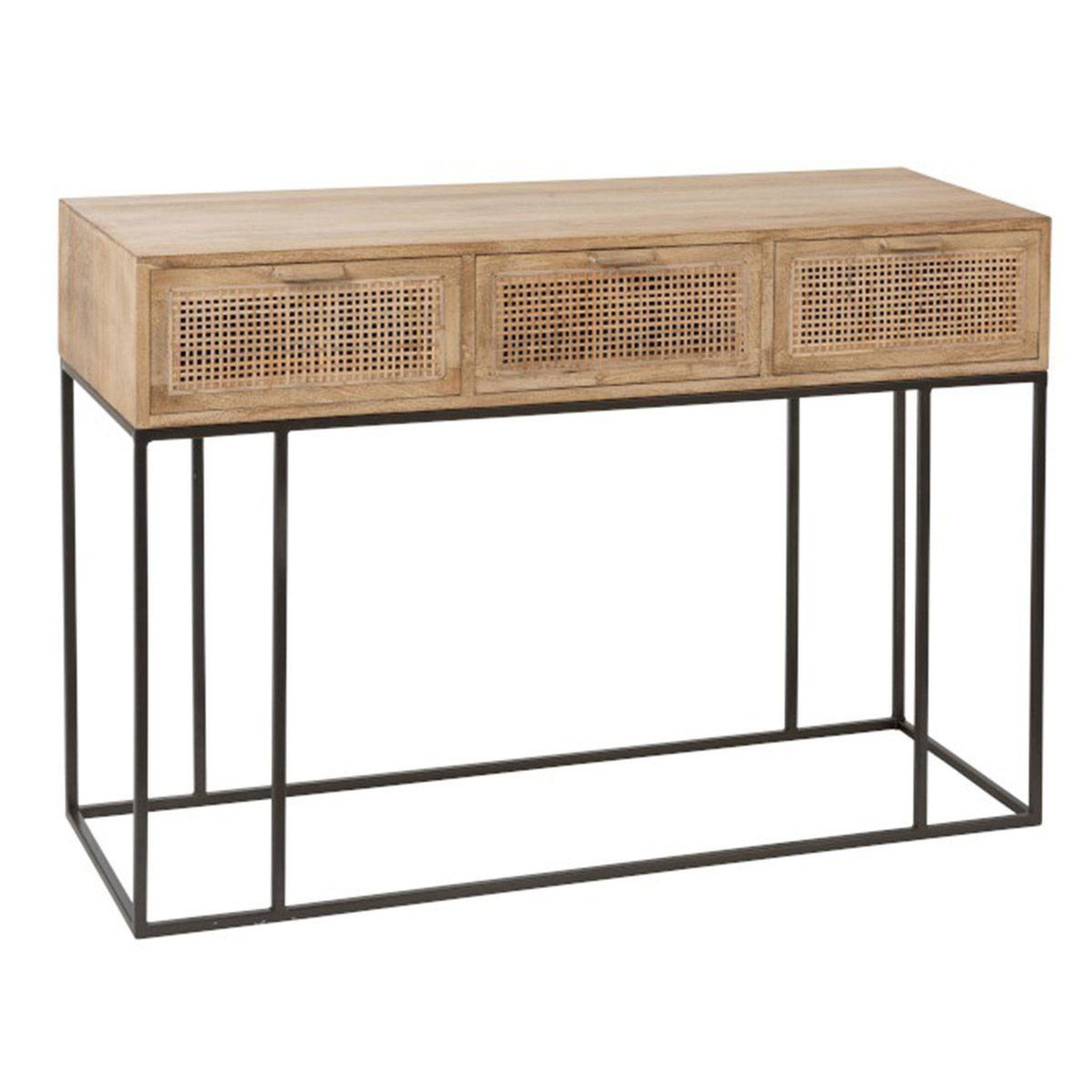 Voir la diapositive 1 : J-LINE Console 3 tiroirs en bois  bombay  120cm naturel