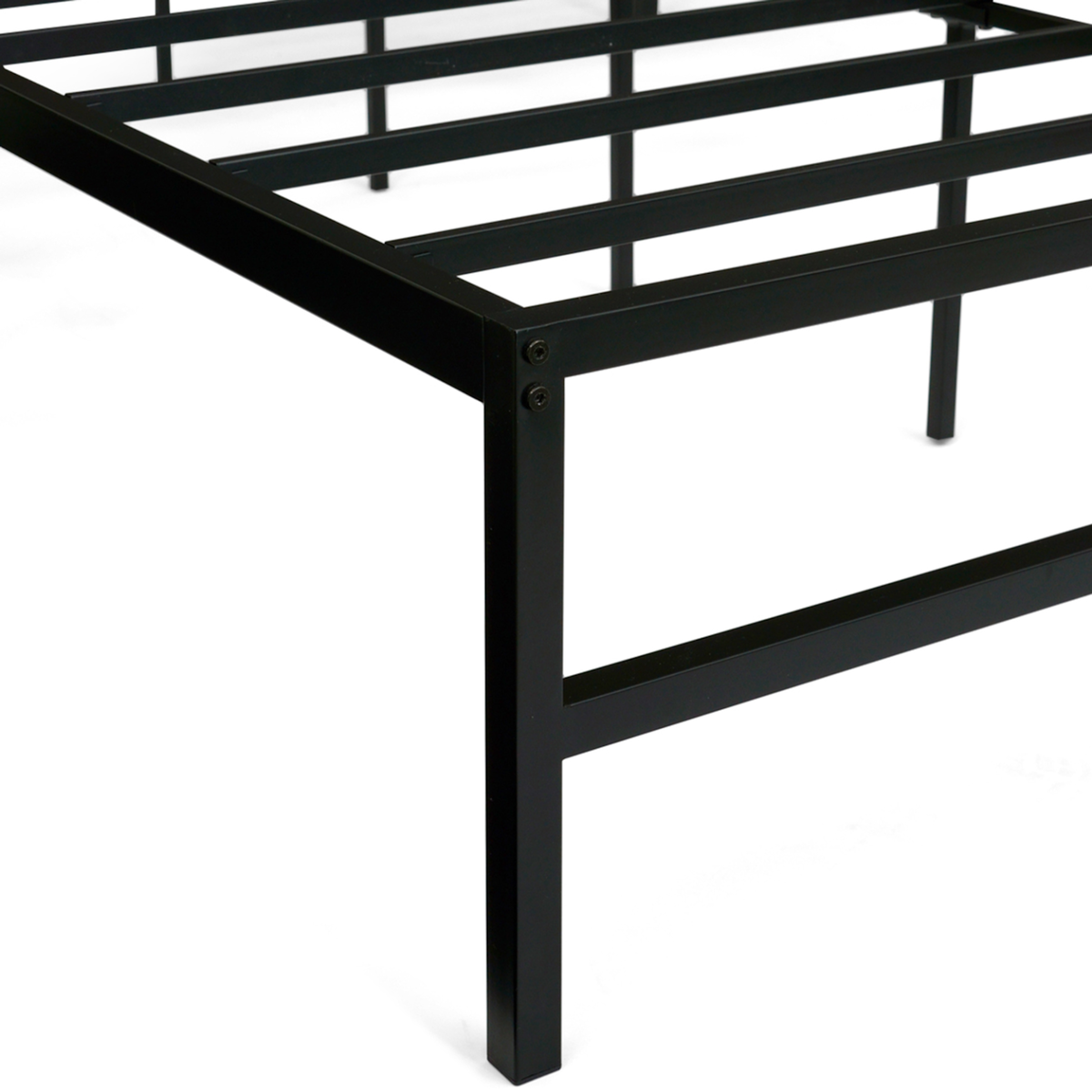 ID MARKET Cadre de lit double TULSA 140x190 cm sommier plateforme en métal noir 35 cm