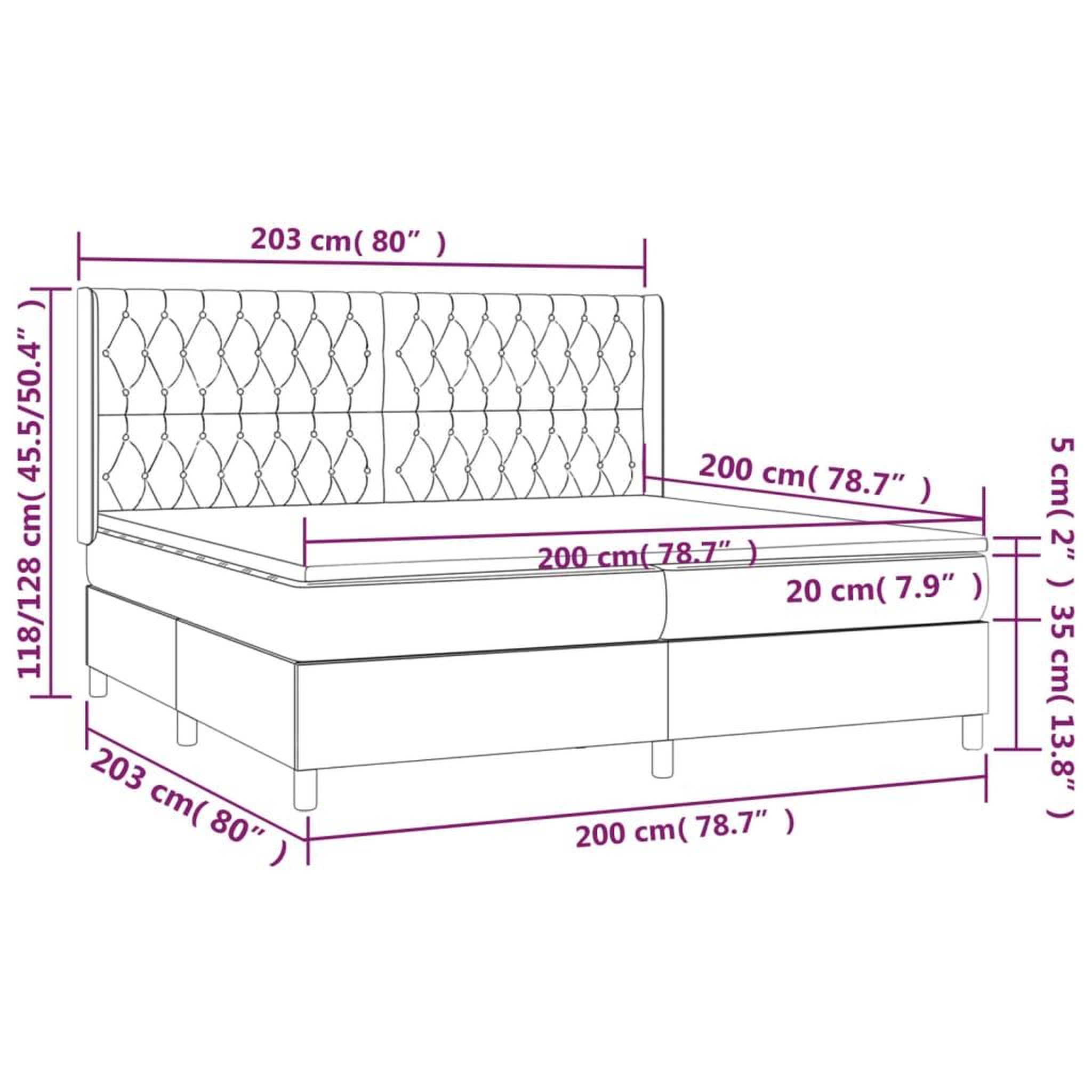 Voir la diapositive 6 : VIDAXL Sommier a lattes de lit matelas LED Gris clair 200x200 cm Tissu