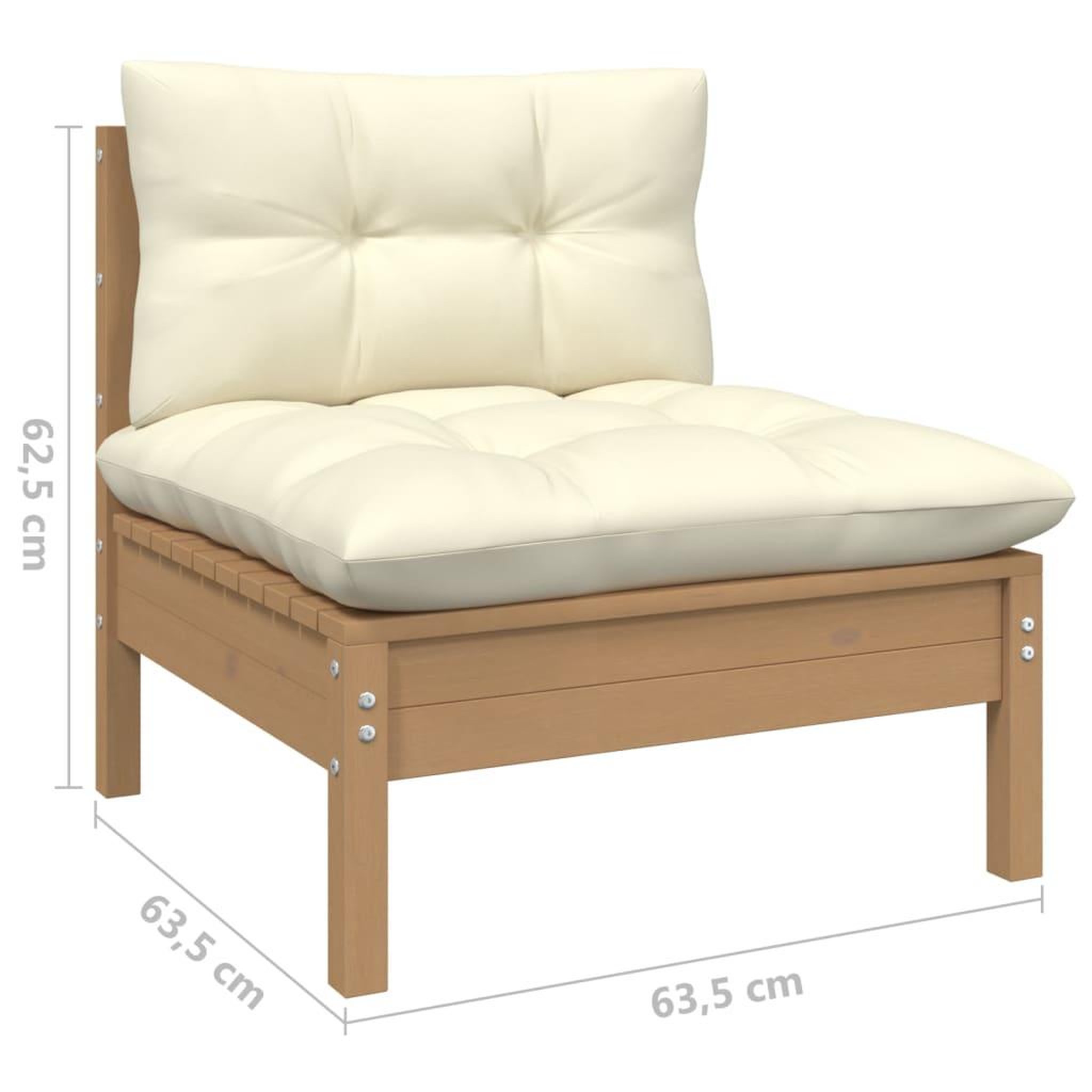 Voir la diapositive 6 : VIDAXL Canape central de jardin avec coussins Marron miel Bois de pin