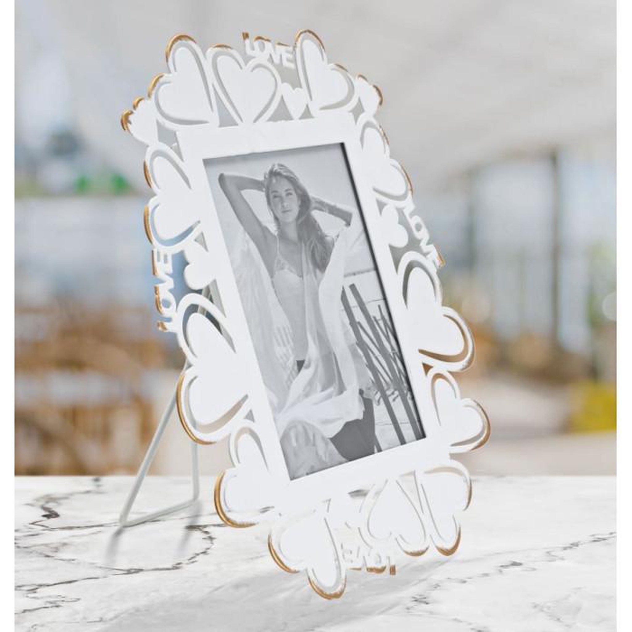 Voir la diapositive 5 : Paris Prix Cadre Photo Déco Cœur  Min  12x17cm Blanc