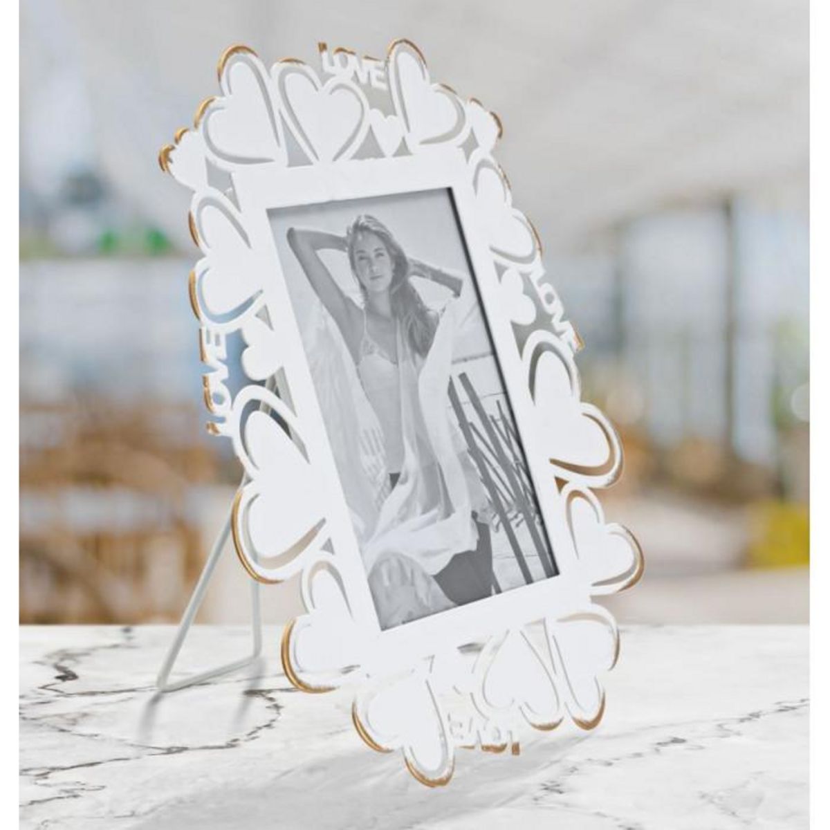 Paris Prix Cadre Photo Déco Cœur  Min  12x17cm Blanc