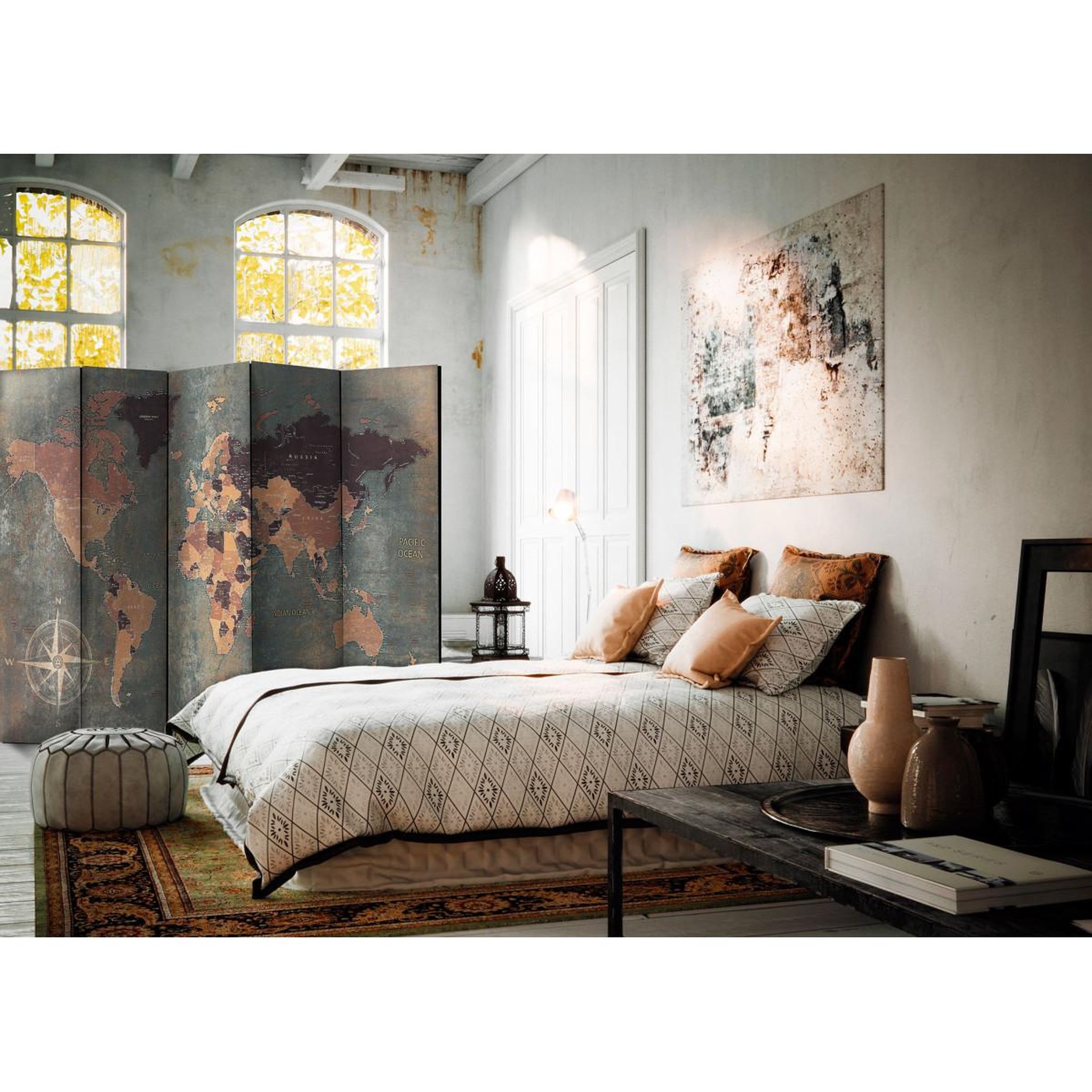 Voir la diapositive 2 : Paris Prix Paravent 5 volets   map in browns & greys  172x225cm